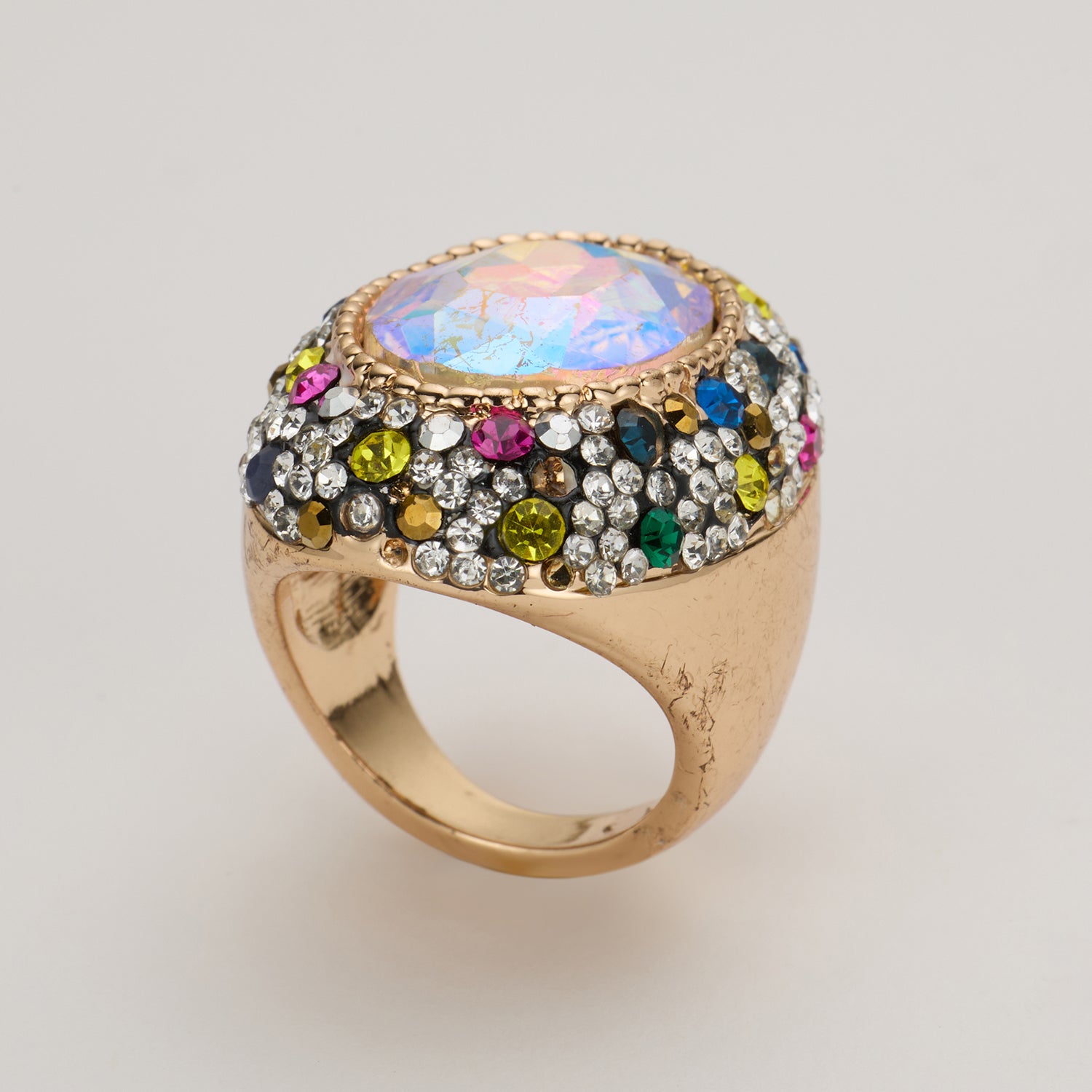 Vintage Glamour Multi-Color Gem Cocktail Ring