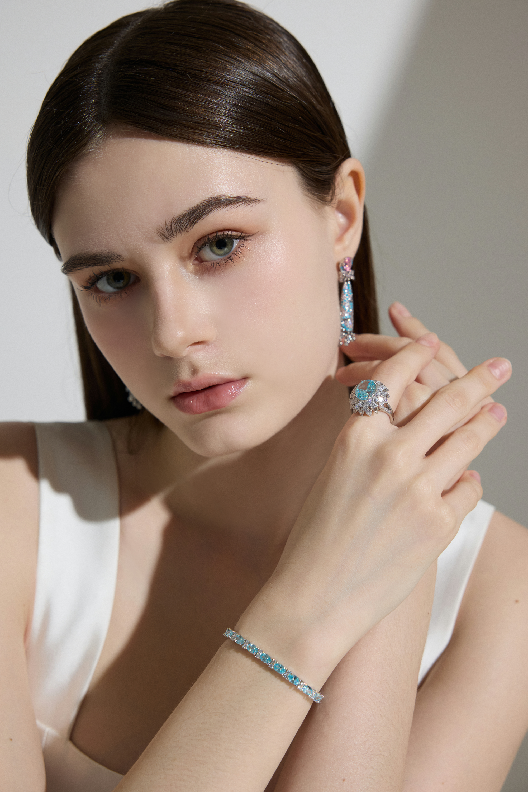 Aquamarine Crystal Tennis Bracelet