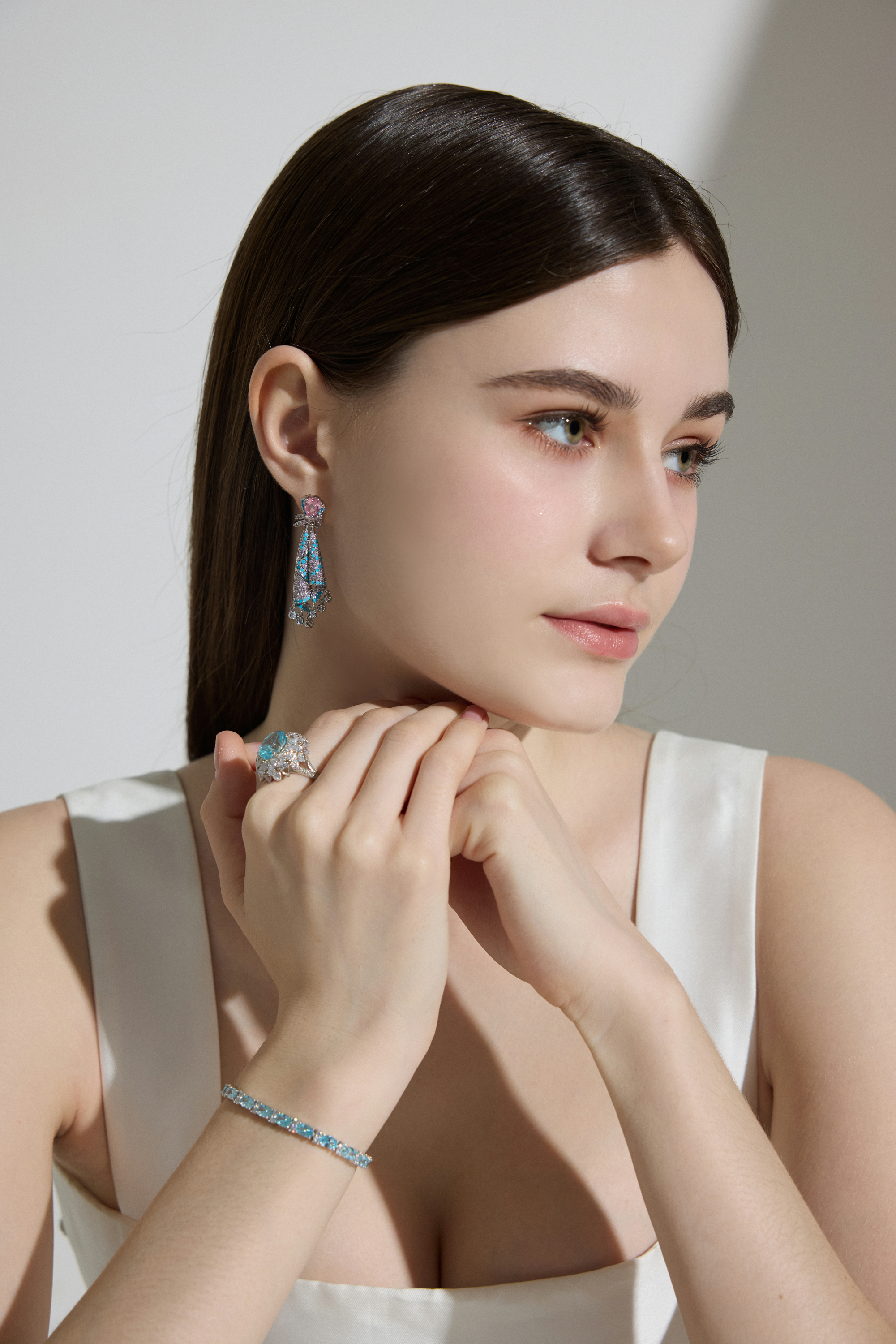 Vyranthia Pink Ribbon moissanite Earrings