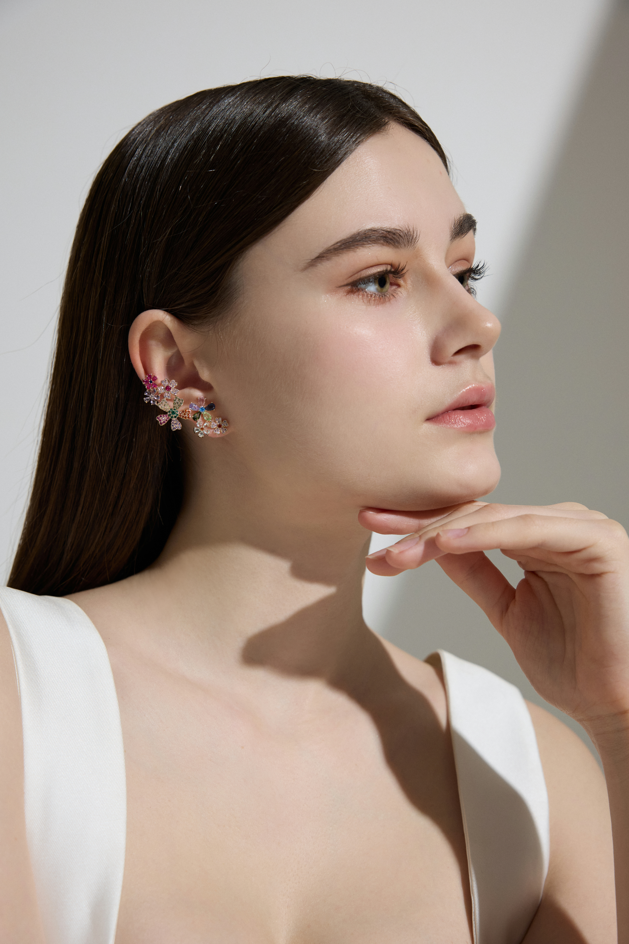 Multicolor Crystals Colorful Floral Statement Earrings