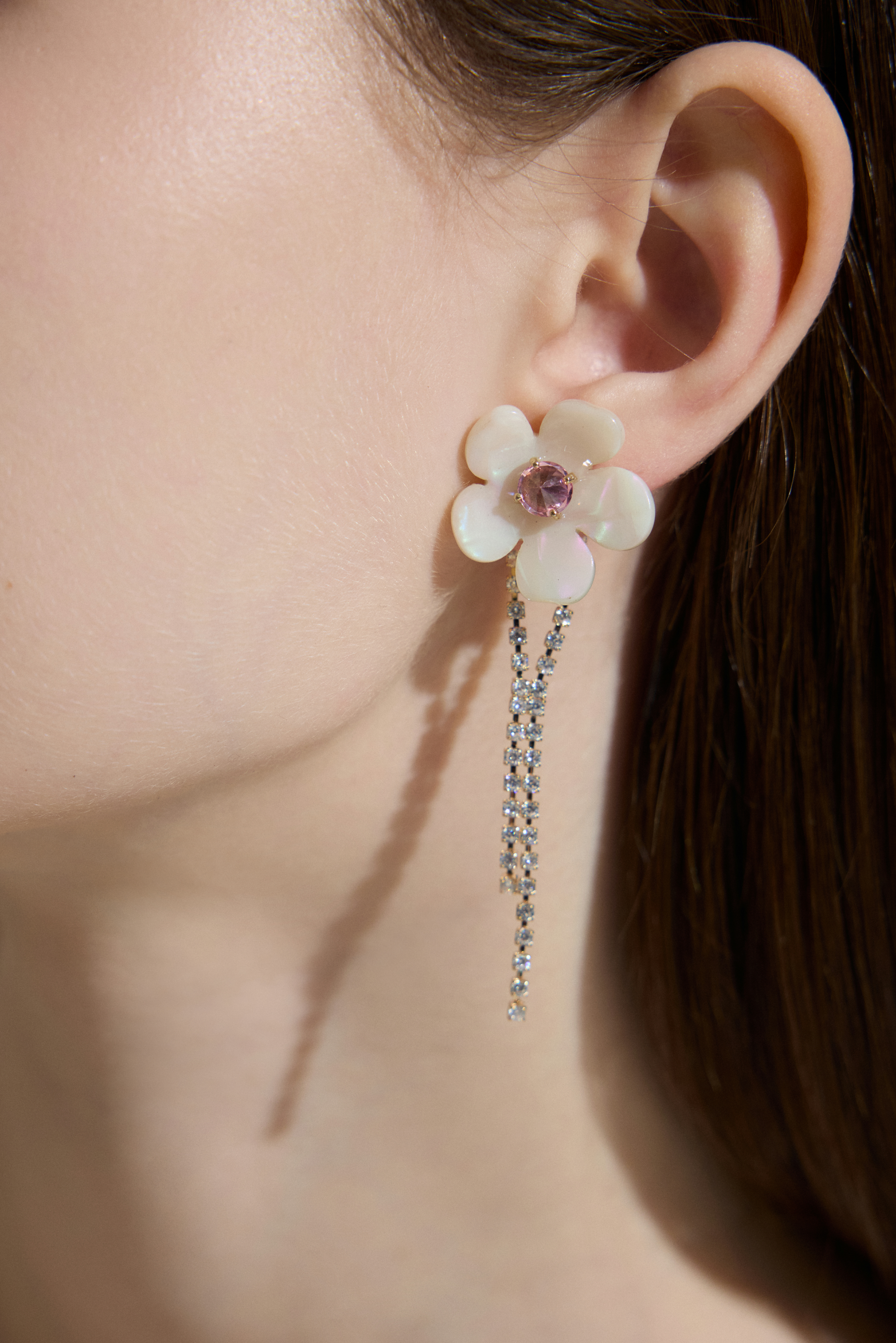 Crystal Tassels Floral Drop Earrings