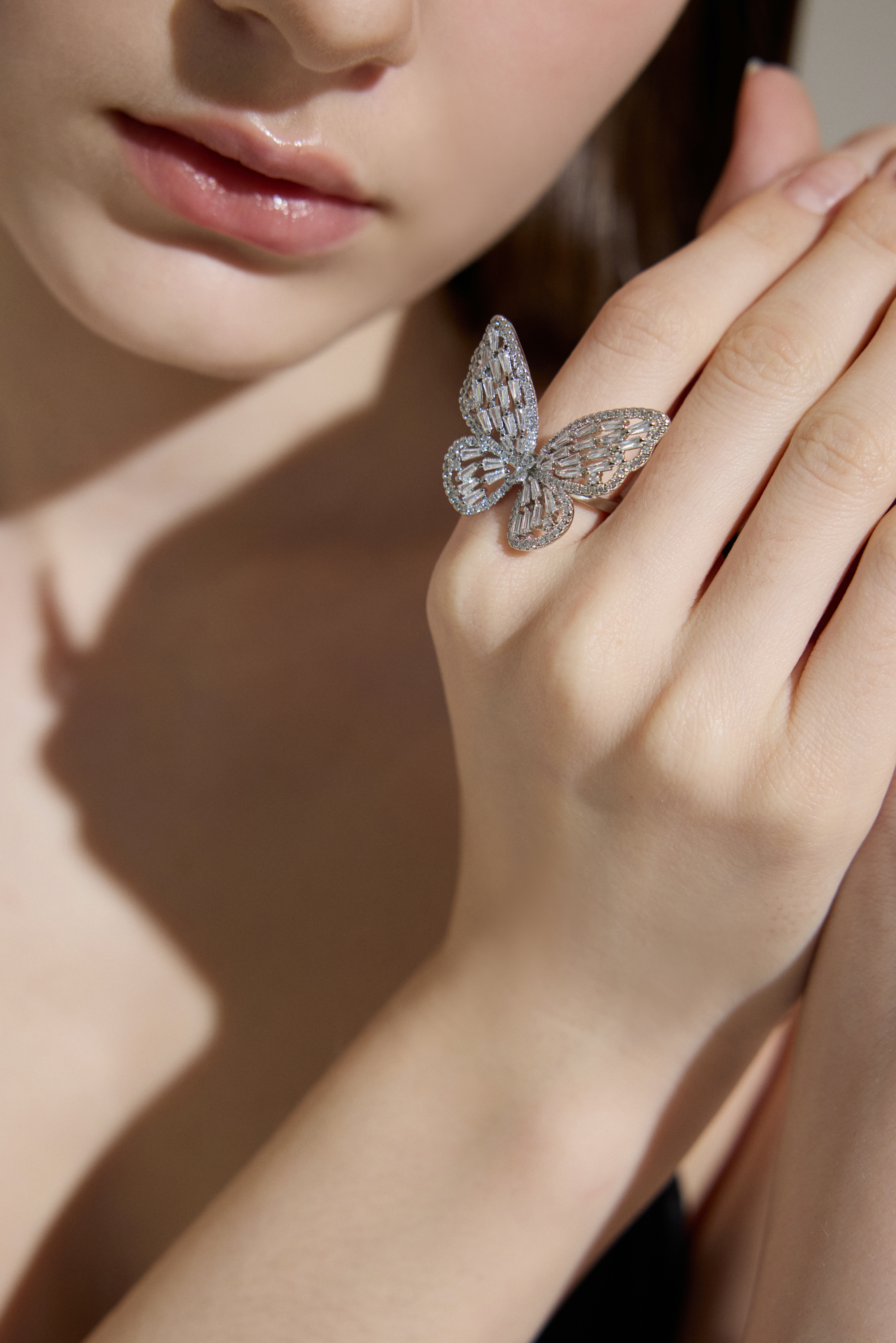 Butterfly Crystal Statement Ring