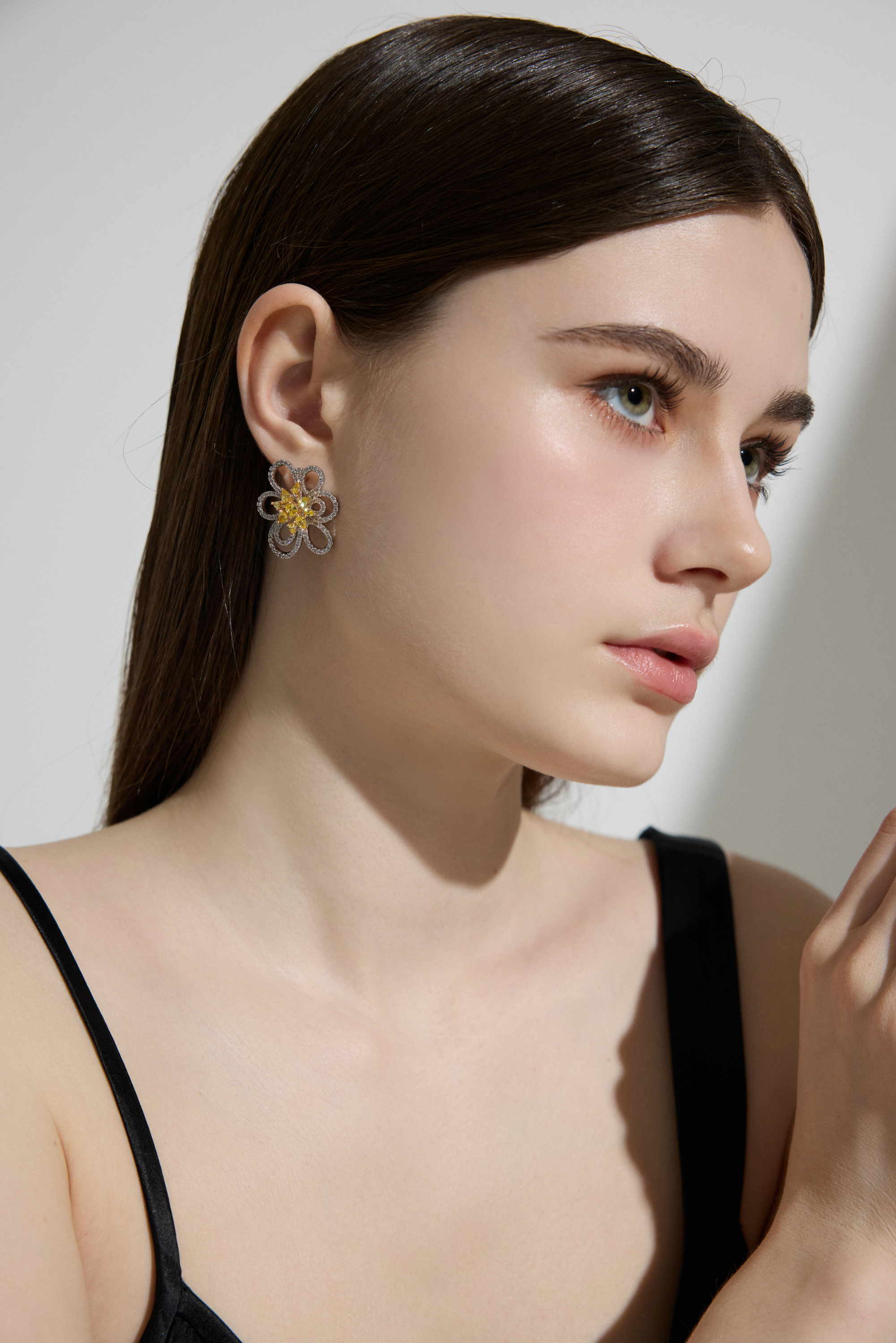 Vyranthia Yellow Floral Statement Earrings