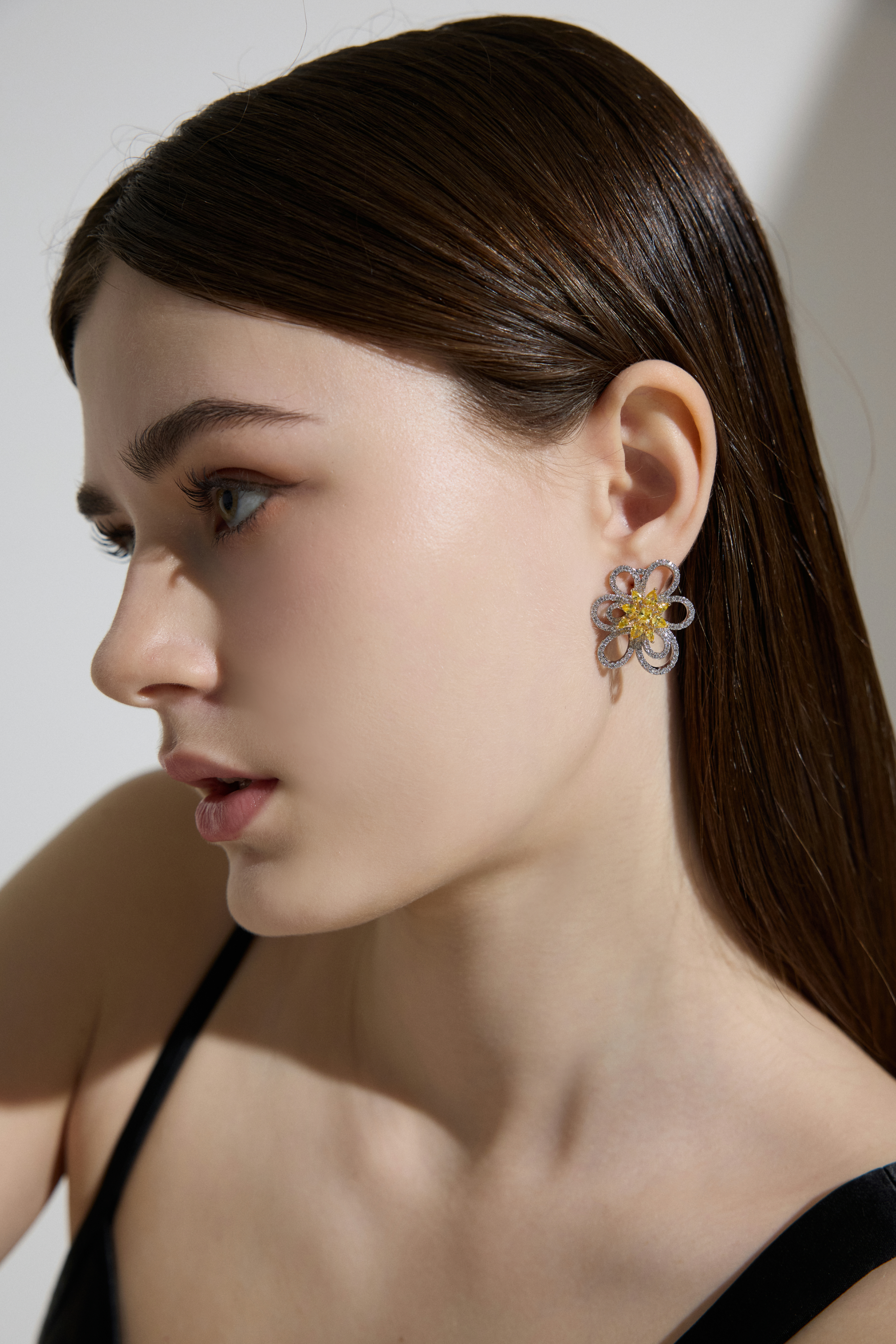 Vyranthia Yellow Floral Statement Earrings