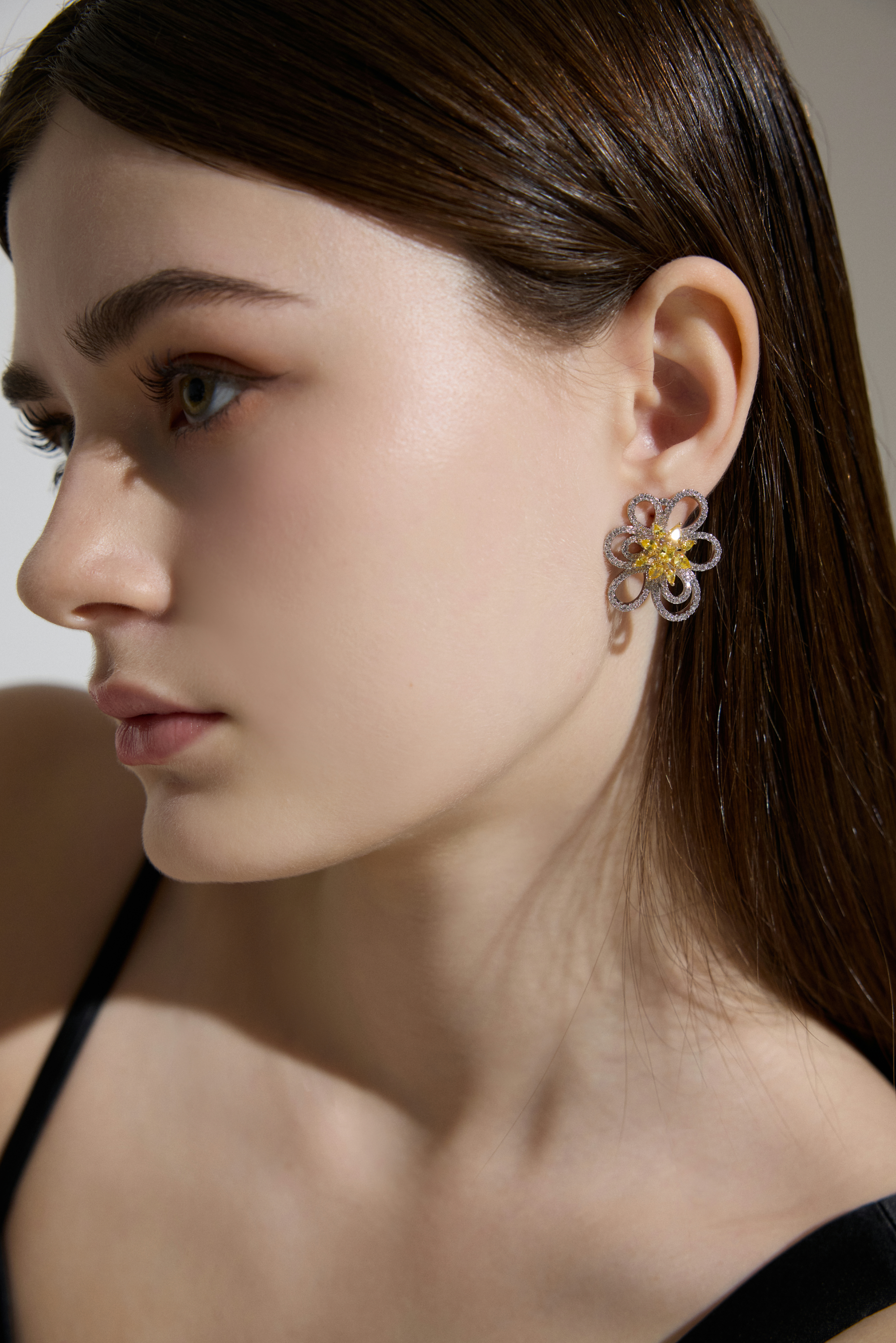 Vyranthia Yellow Floral Statement Earrings