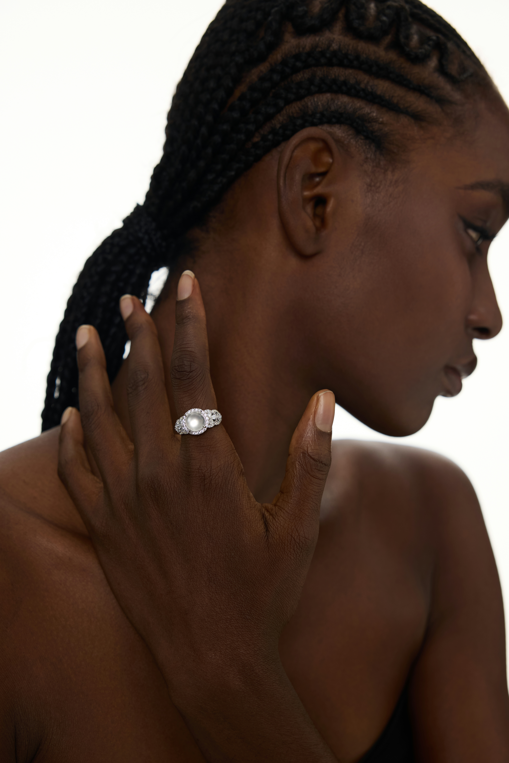 Pearl and Crystal Halo Statement Ring