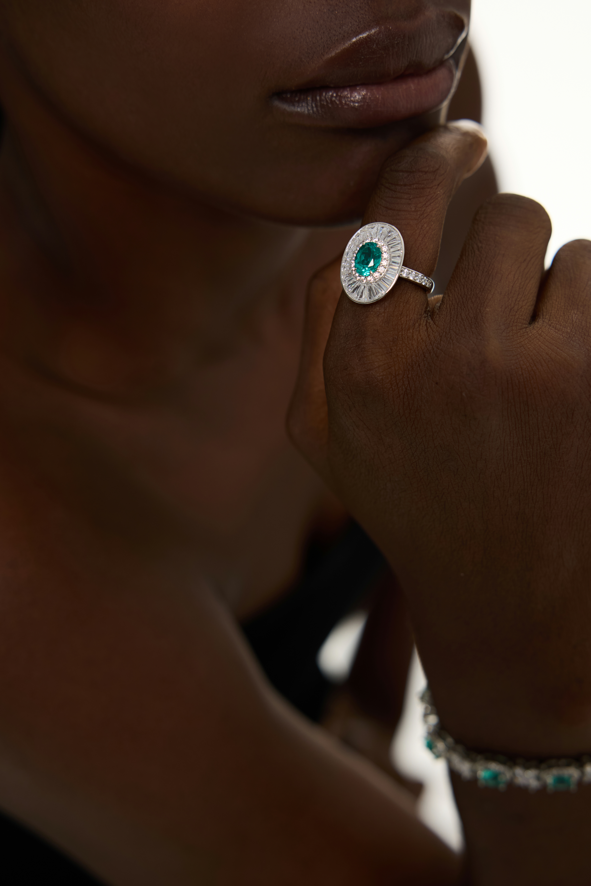 Oval Green Statement Rings