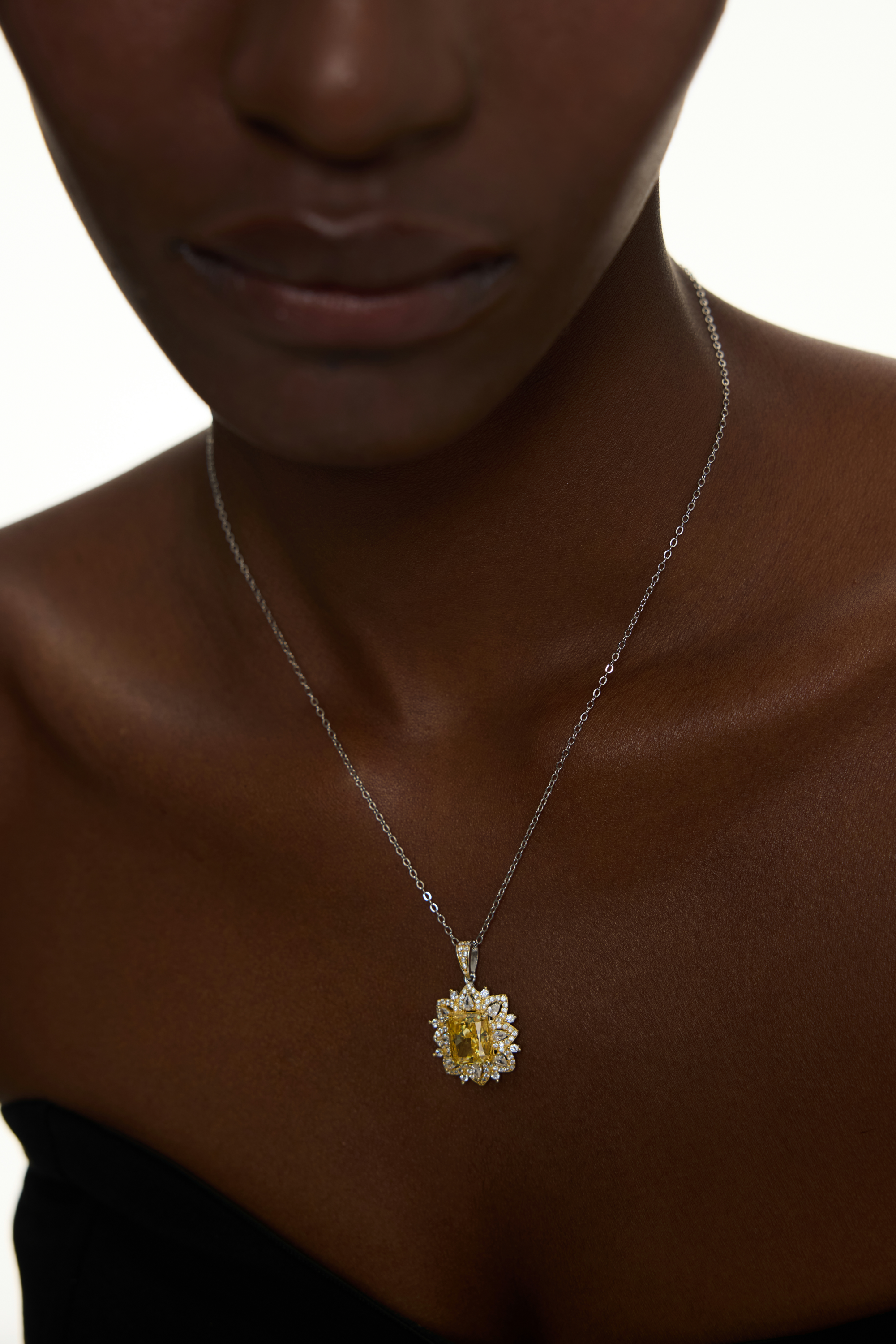 Vyranthia Sterling Silver Yellow Gemstone Pendant Necklace