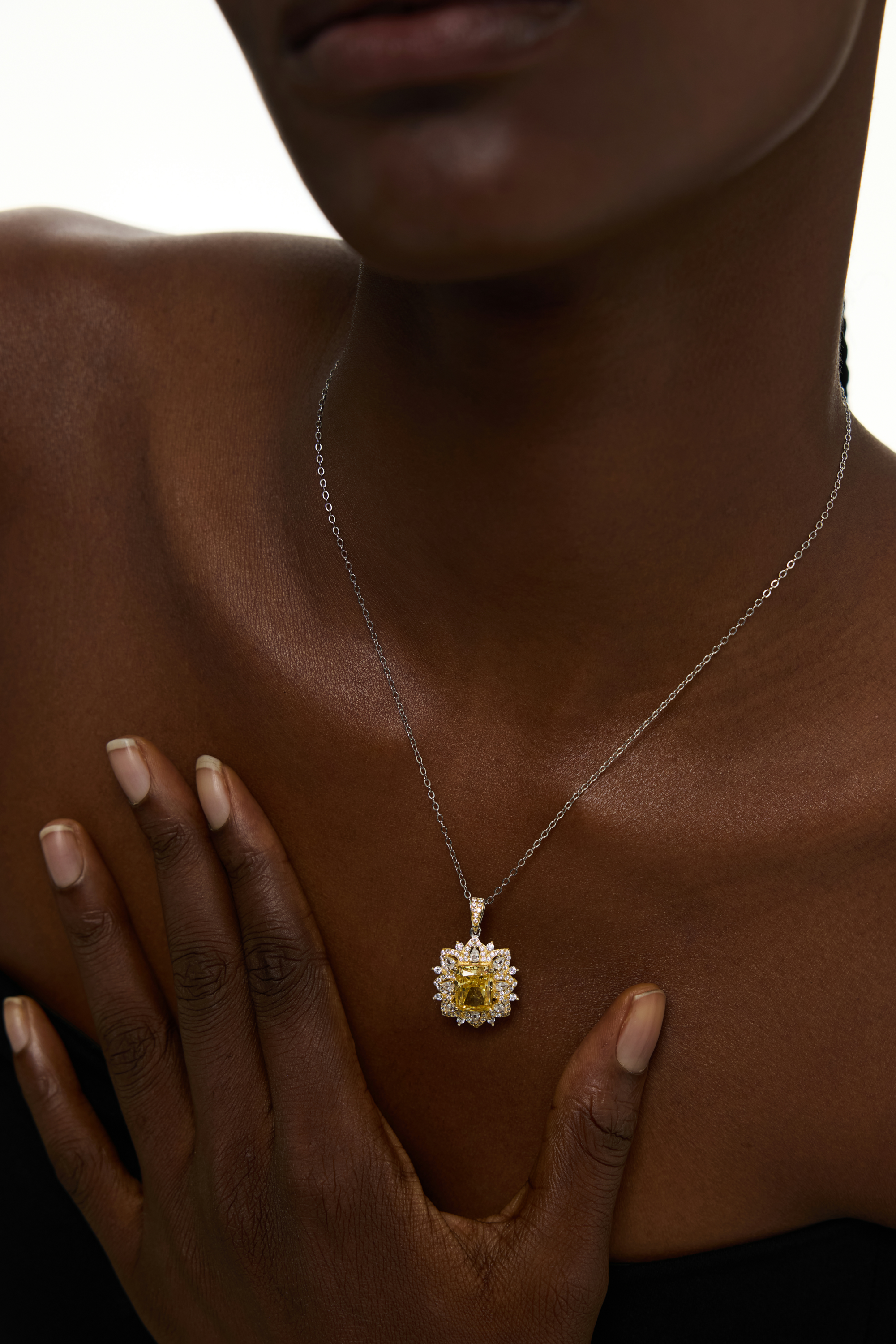 Vyranthia Sterling Silver Yellow Gemstone Pendant Necklace