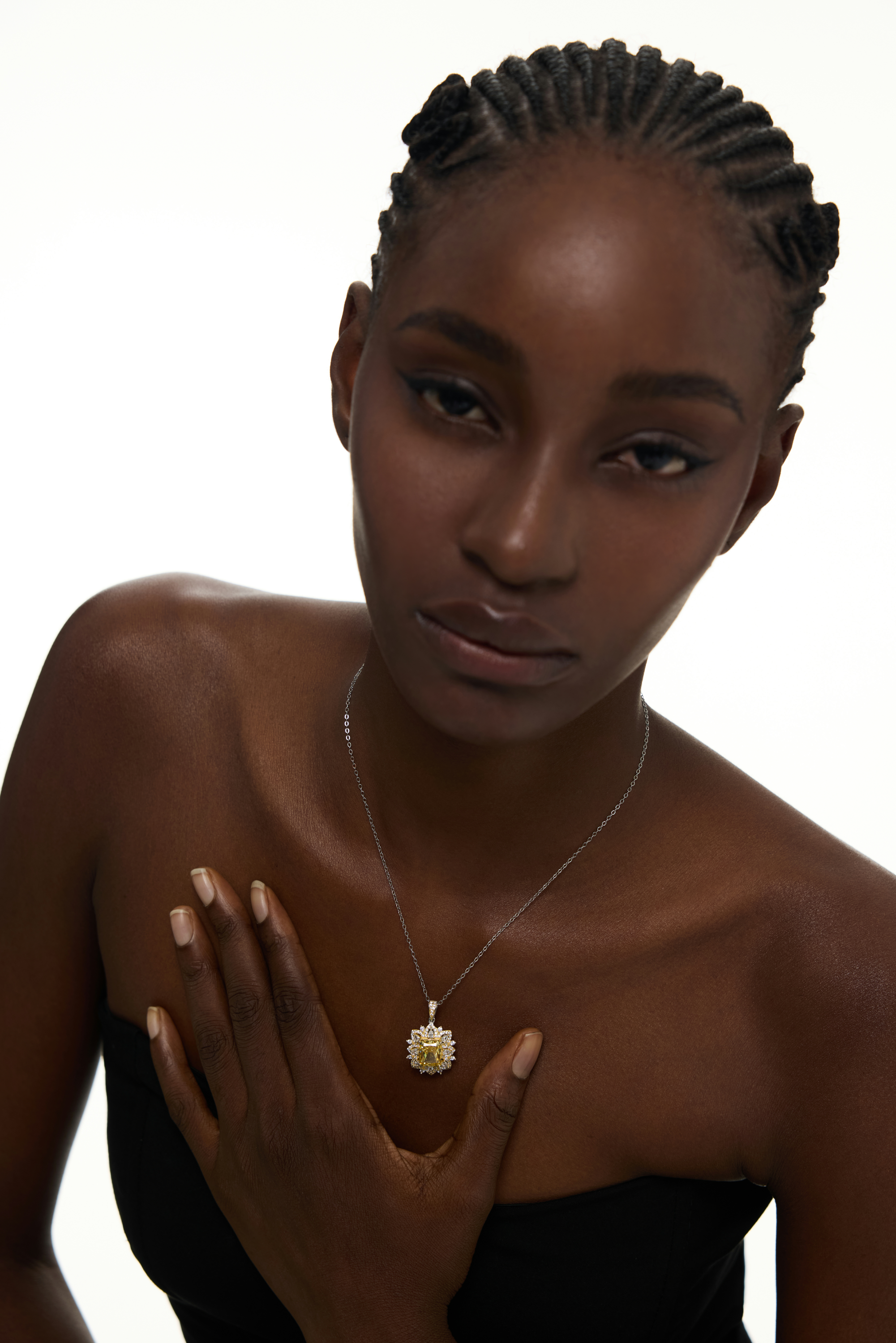 Vyranthia Sterling Silver Yellow Gemstone Pendant Necklace