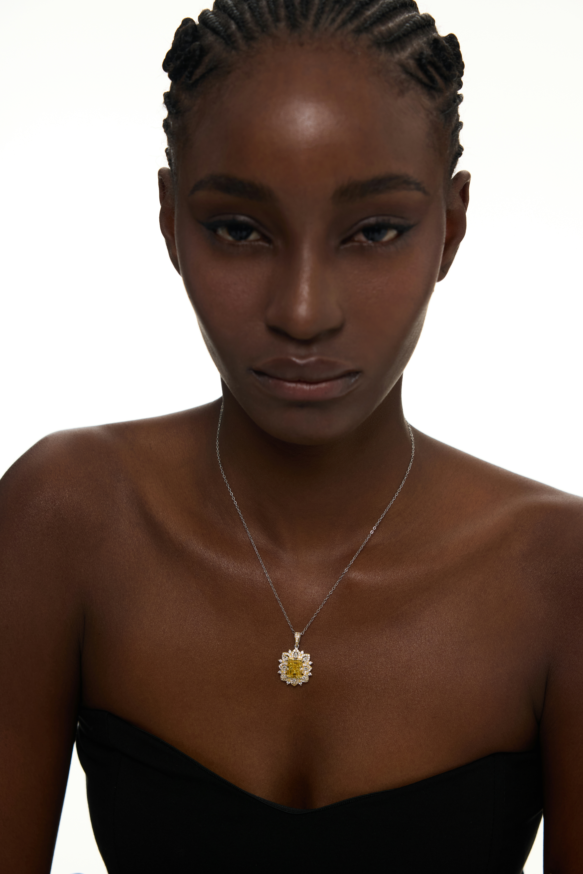 Vyranthia Sterling Silver Yellow Gemstone Pendant Necklace