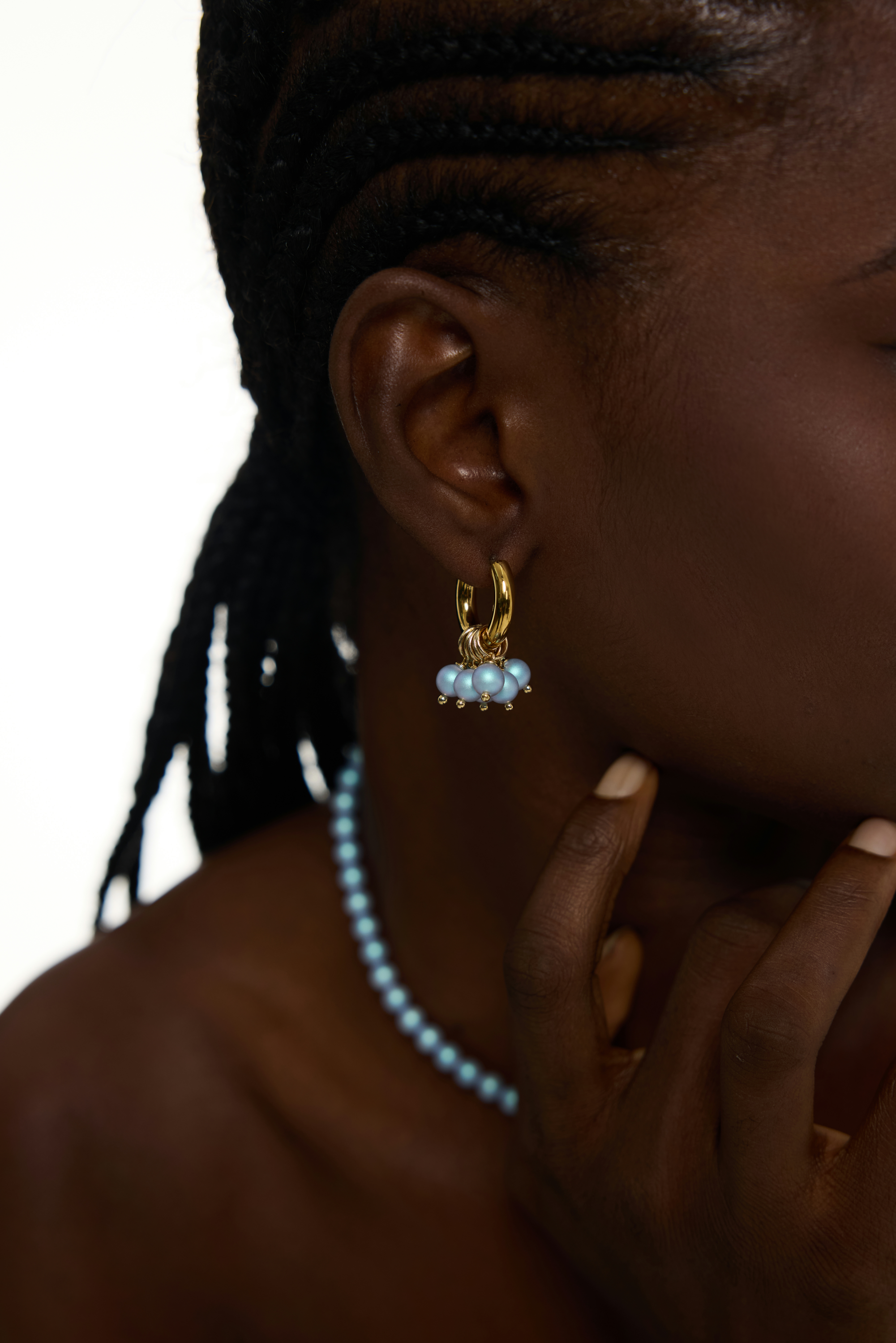 Iridescent Bead Gold Hoop Earrings