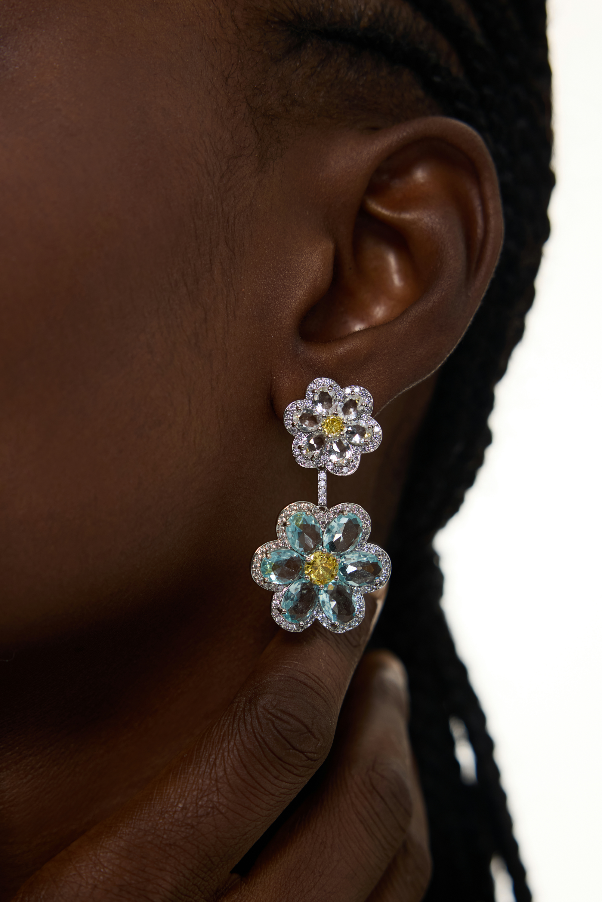 Double Flower Drop Earrings