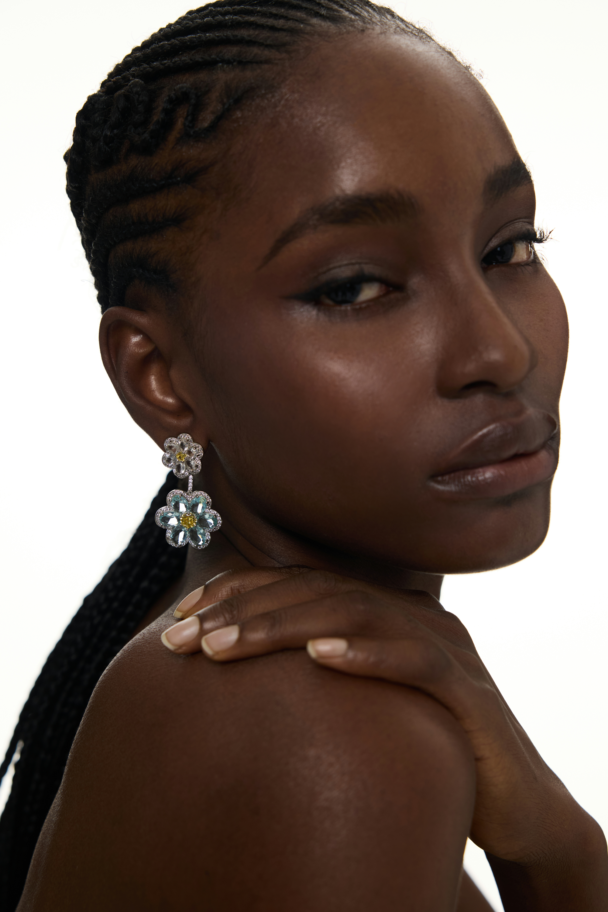 Double Flower Drop Earrings