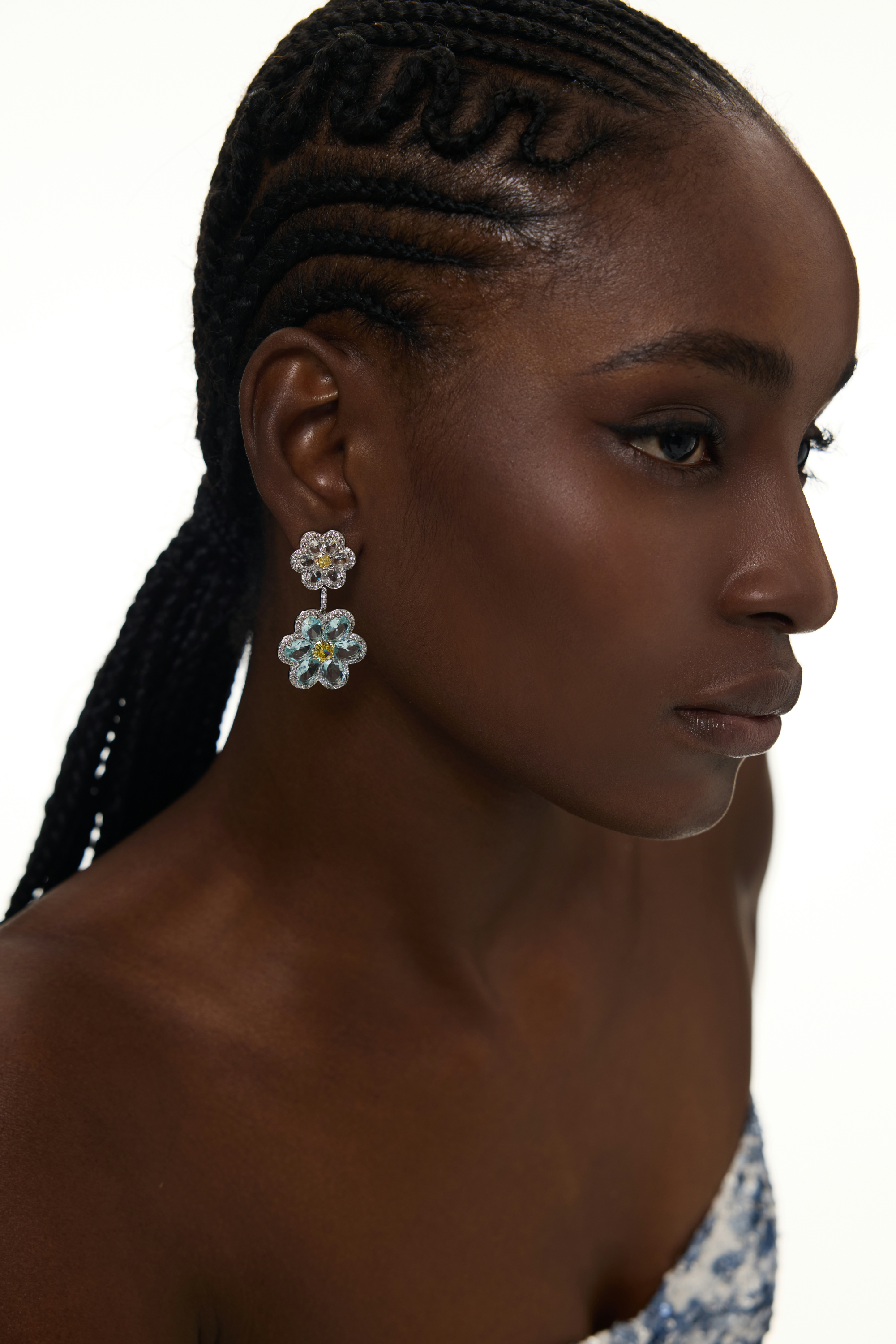Double Flower Drop Earrings