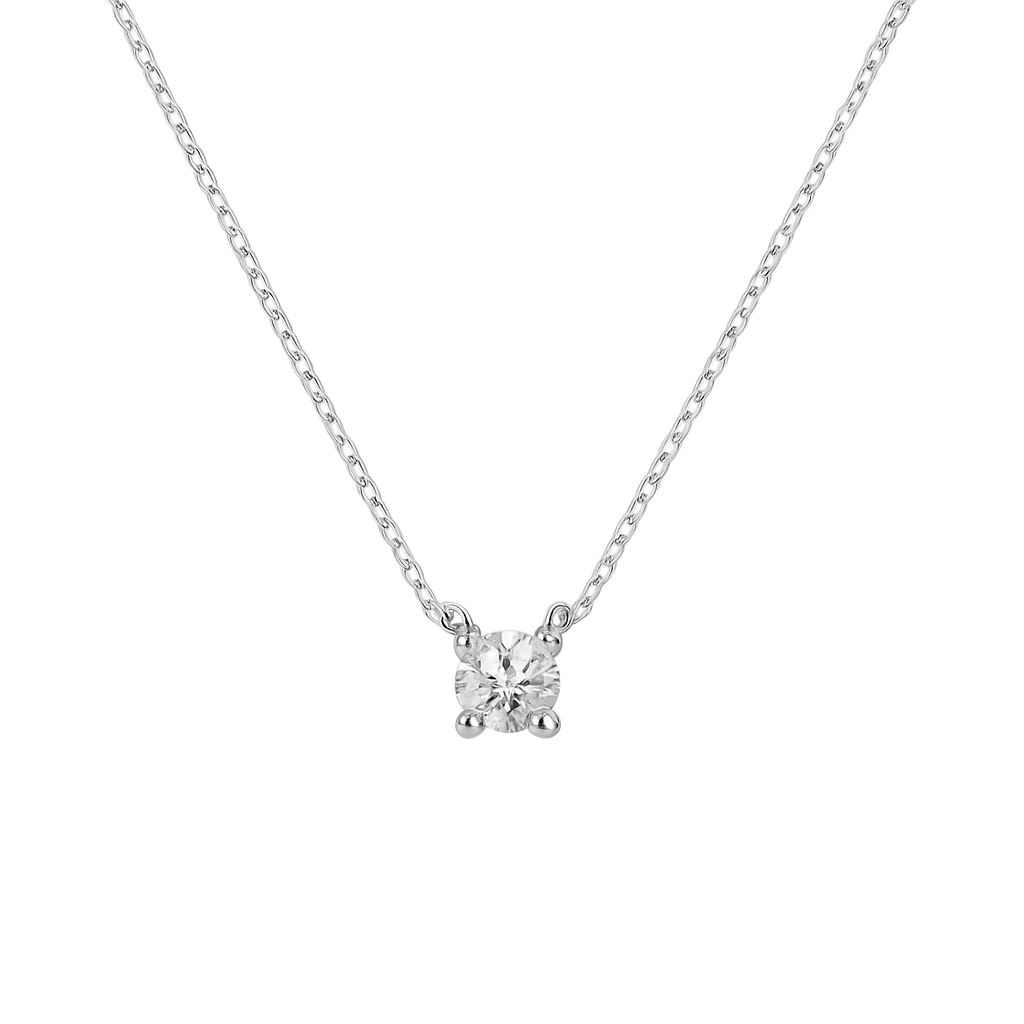 Minimalist Zircon Solitaire Pendant Necklace