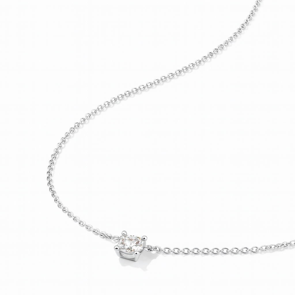 Minimalist Zircon Solitaire Pendant Necklace