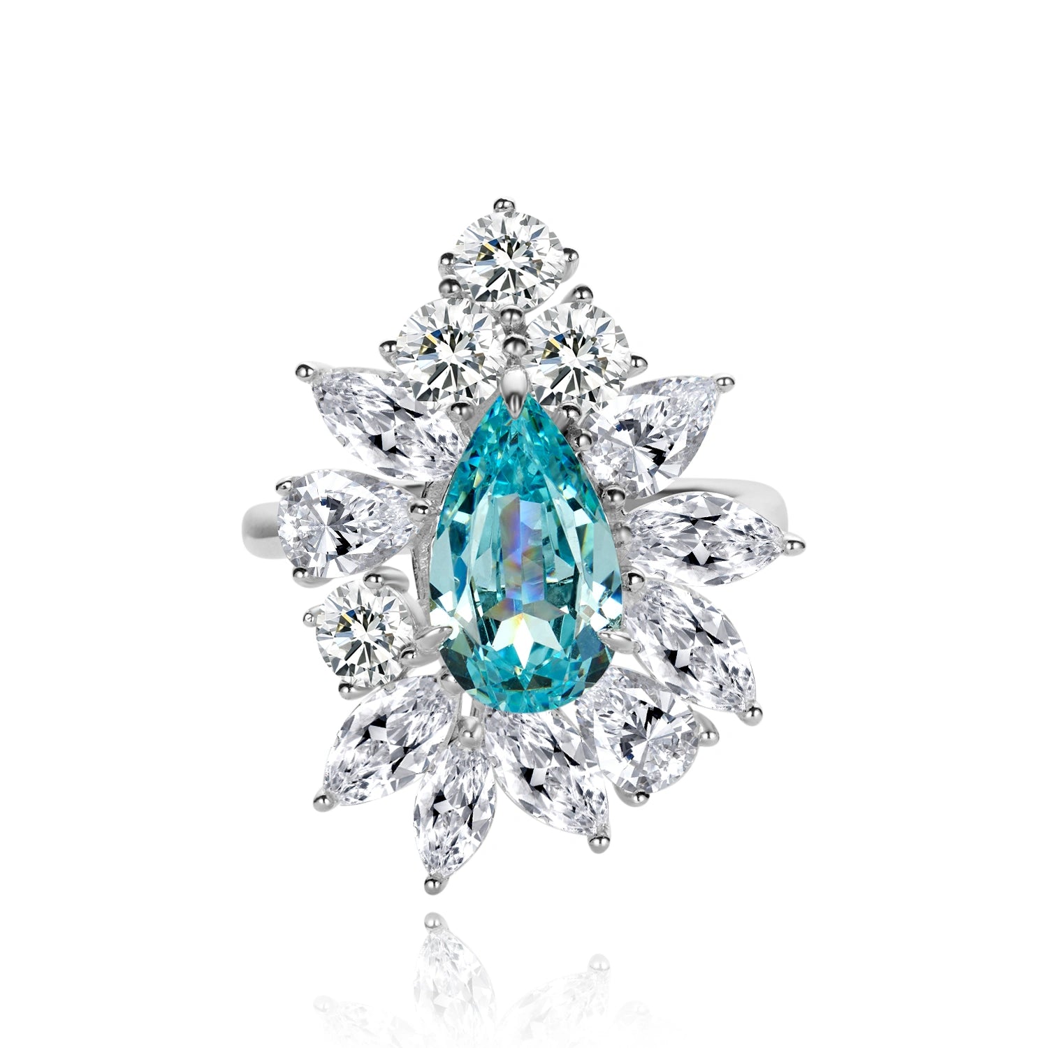 Oval Blue Halo Statement Ring