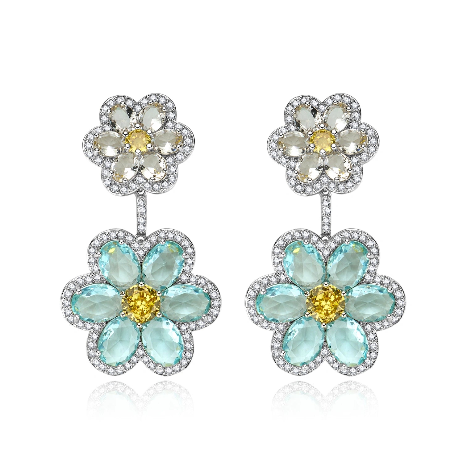 Double Flower Drop Earrings