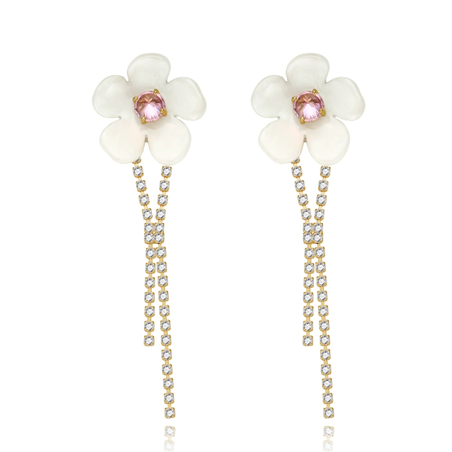 Crystal Tassels Floral Drop Earrings