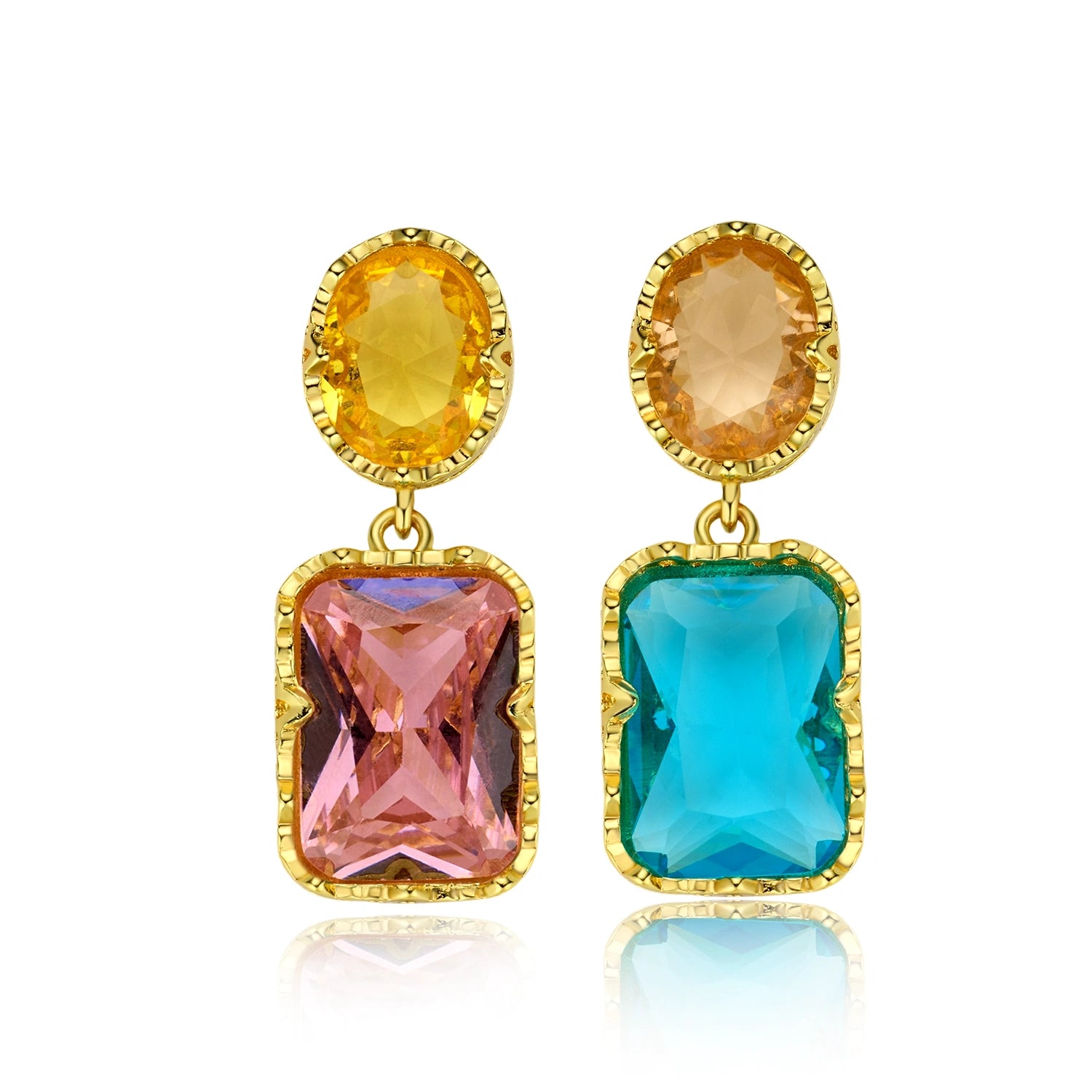 Colorful Asymmetric Statement Drop Earrings