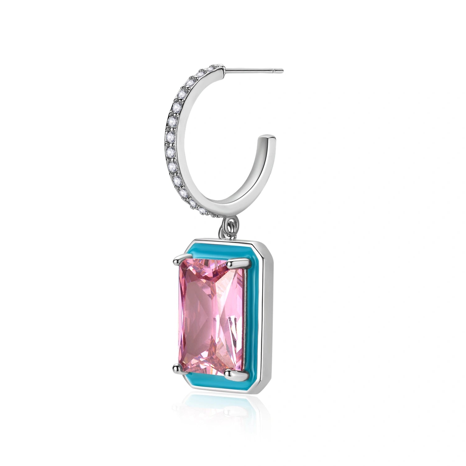 Pink and Turquoise Gemstone Drop Earrings