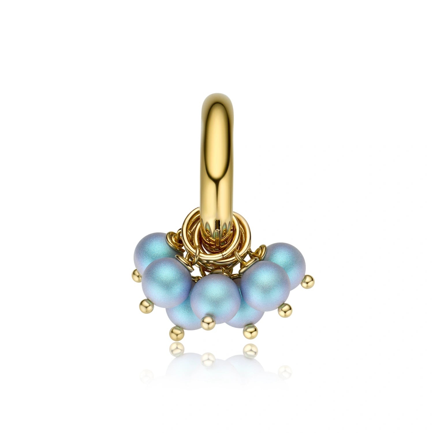 Iridescent Bead Gold Hoop Earrings