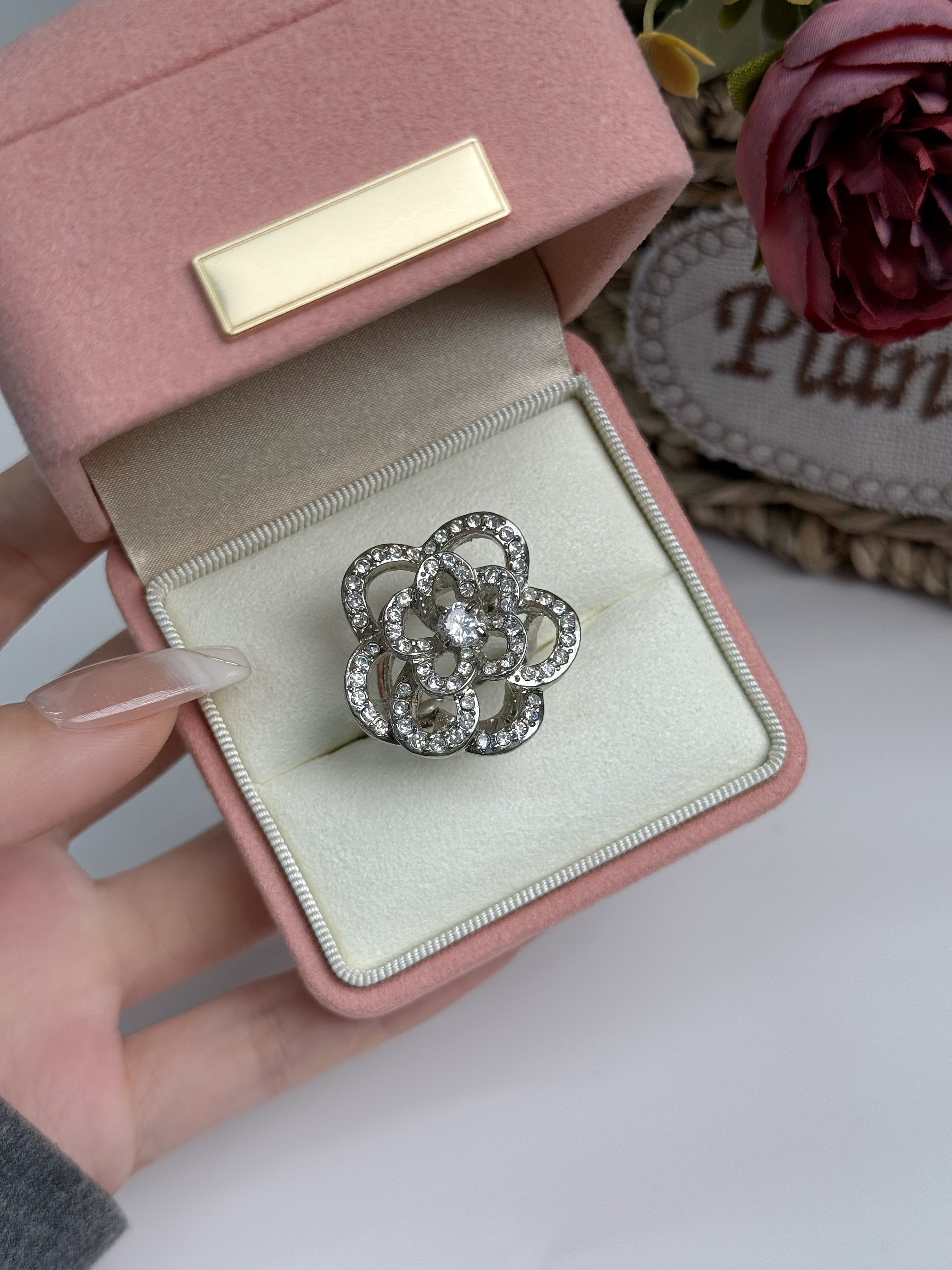 Crystal Rose Bloom Vintage Rings