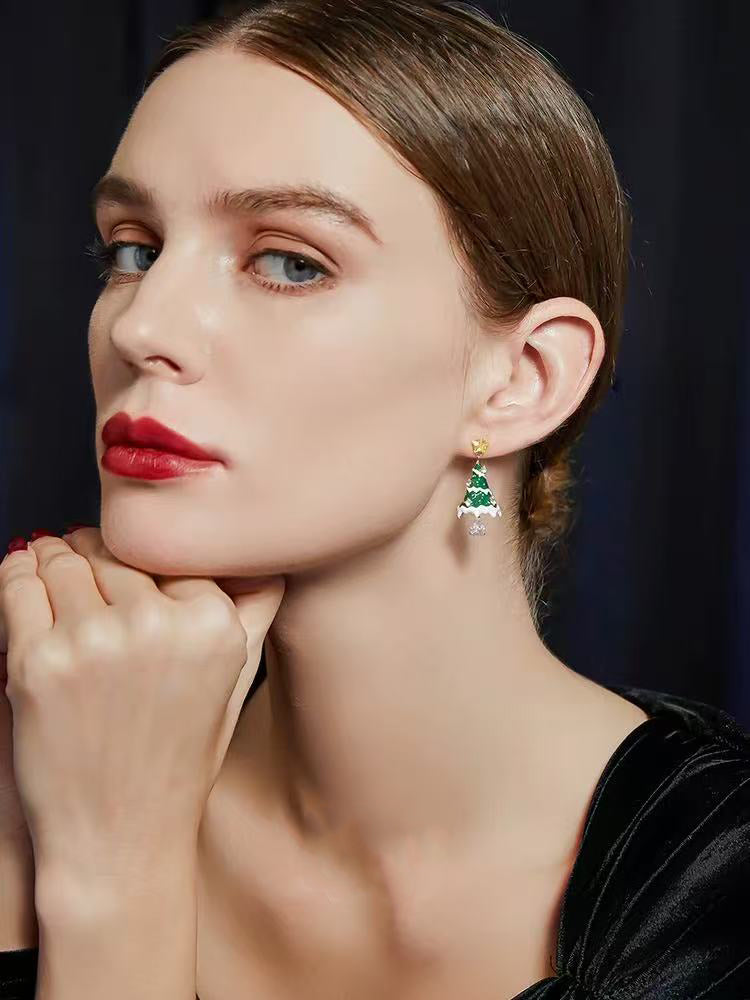 Snowy Christmas Tree Earrings
