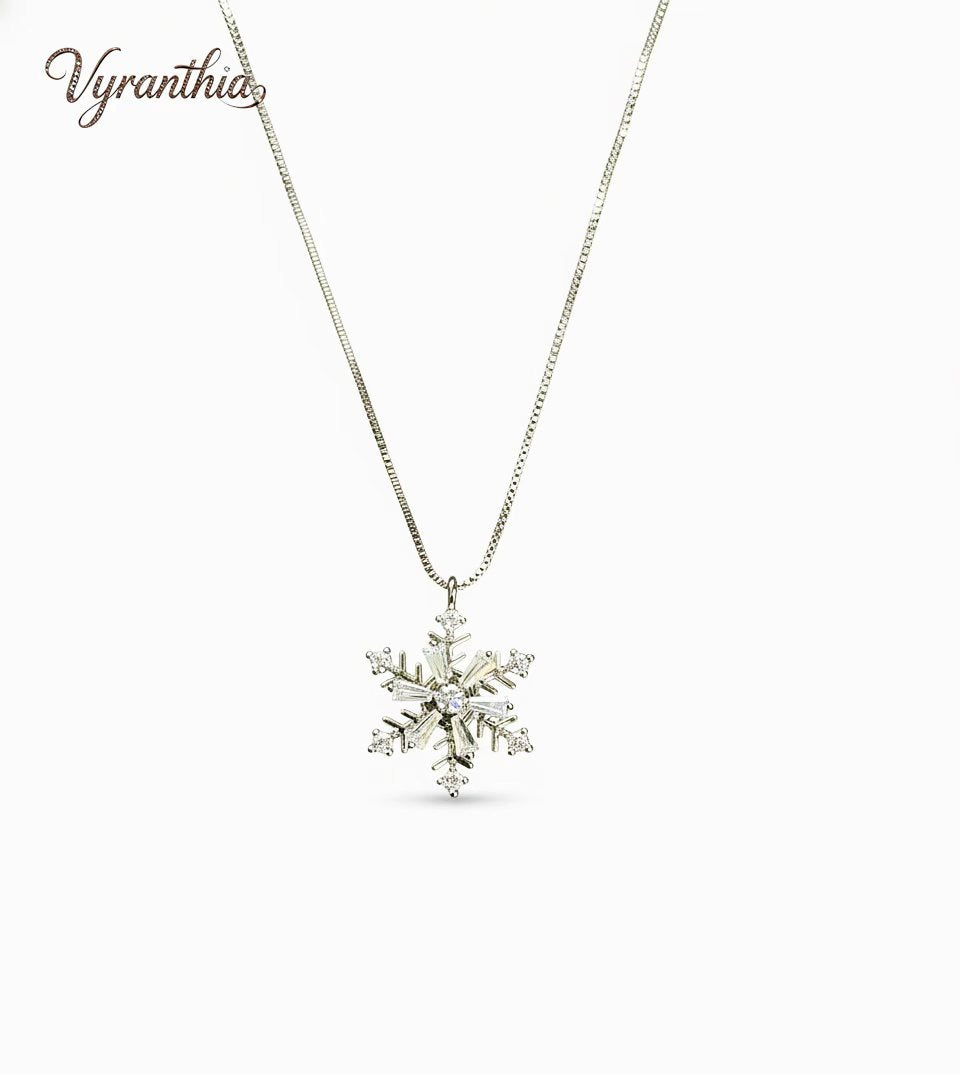 Vyranthia Snowflake Pendant Silver Waterproof Necklace