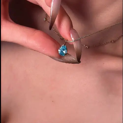 Blue Teardrop Gold Necklace Pendant Sets