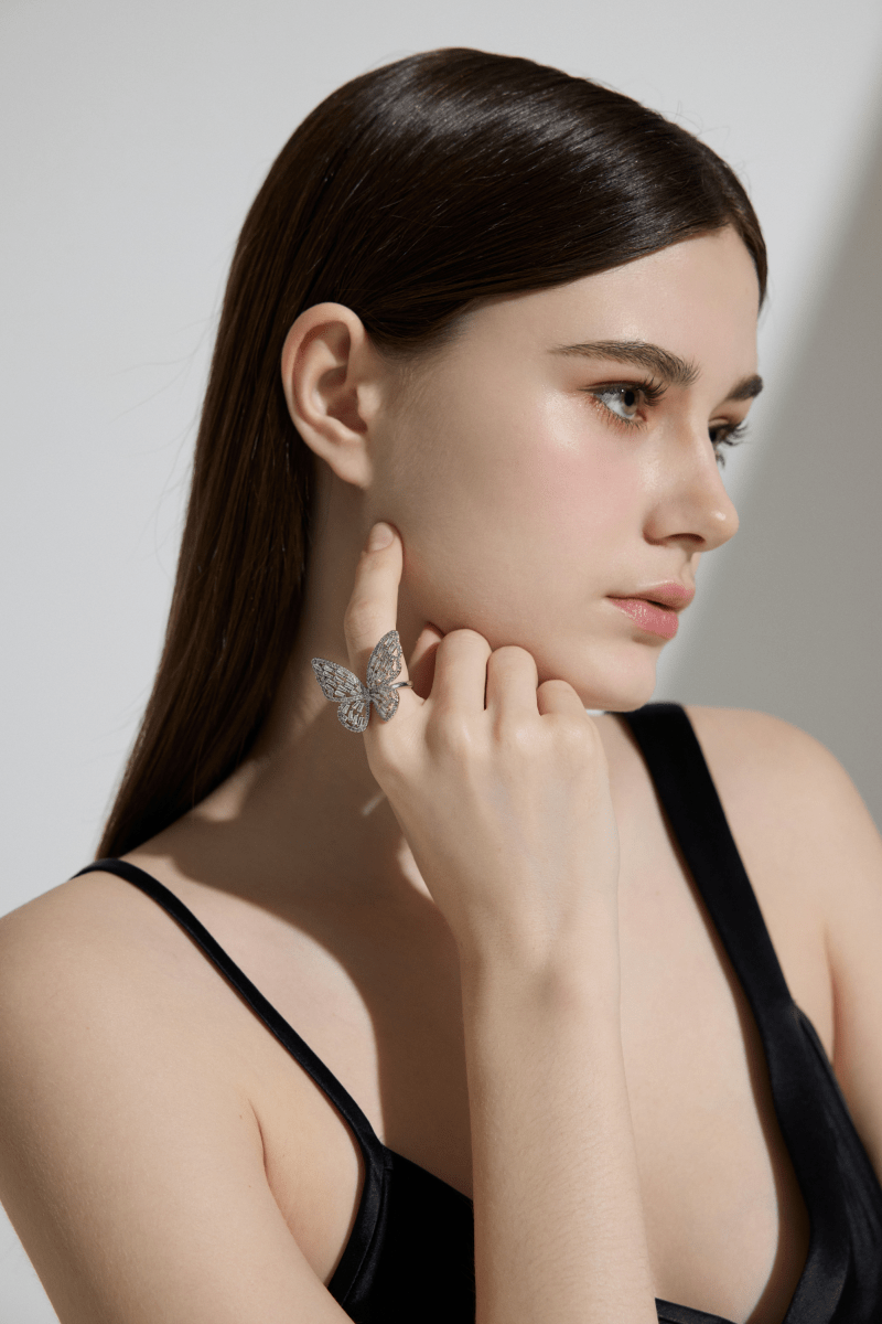 Butterfly Crystal Statement Ring