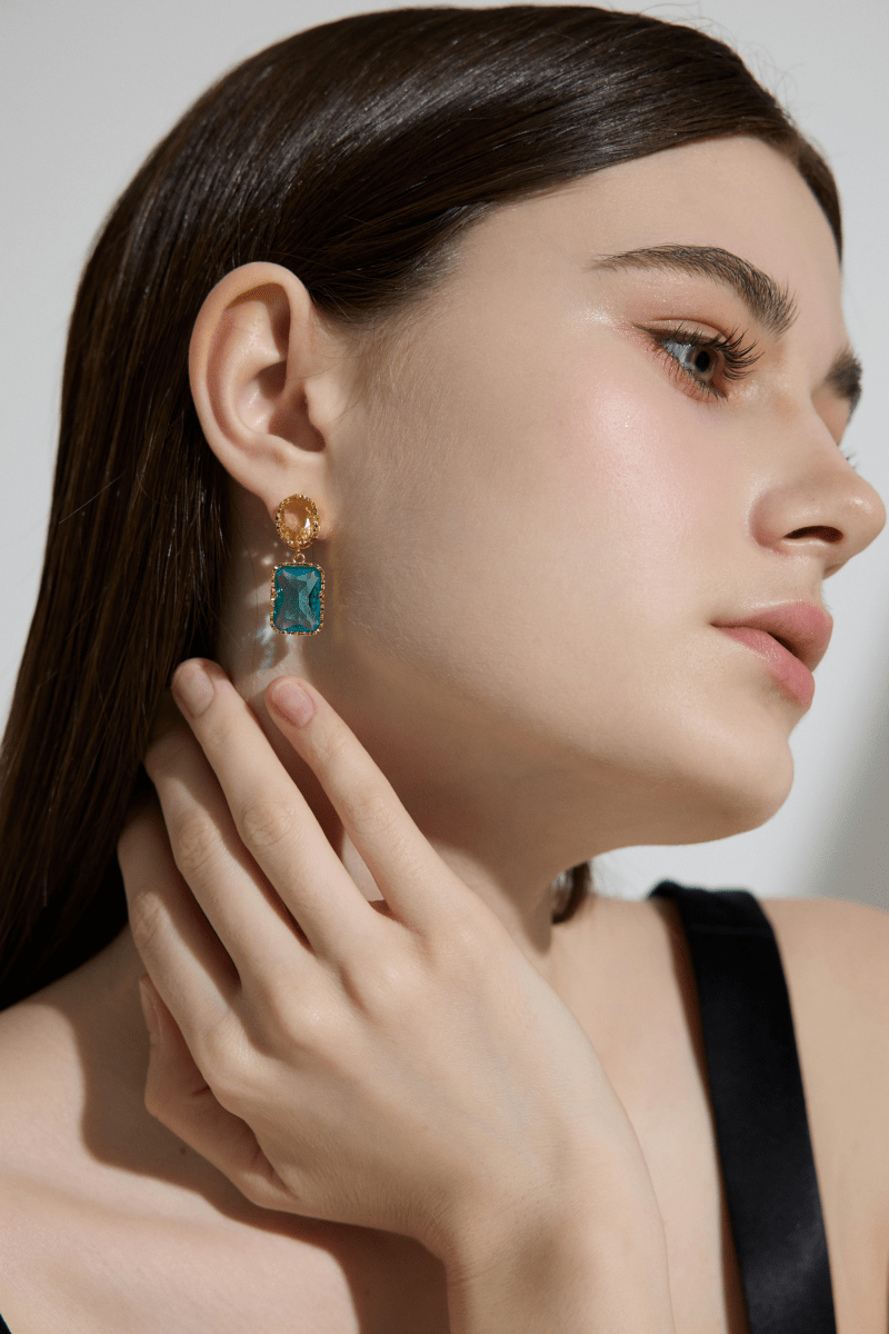 Colorful Asymmetric Statement Drop Earrings