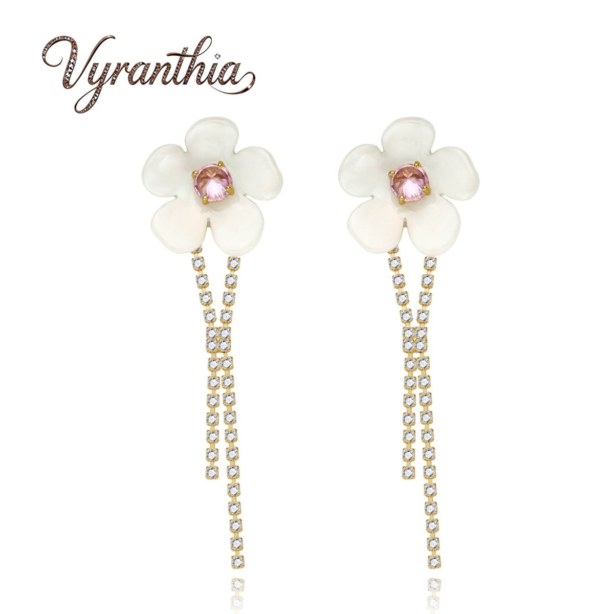 Crystal Tassels Floral Drop Earrings