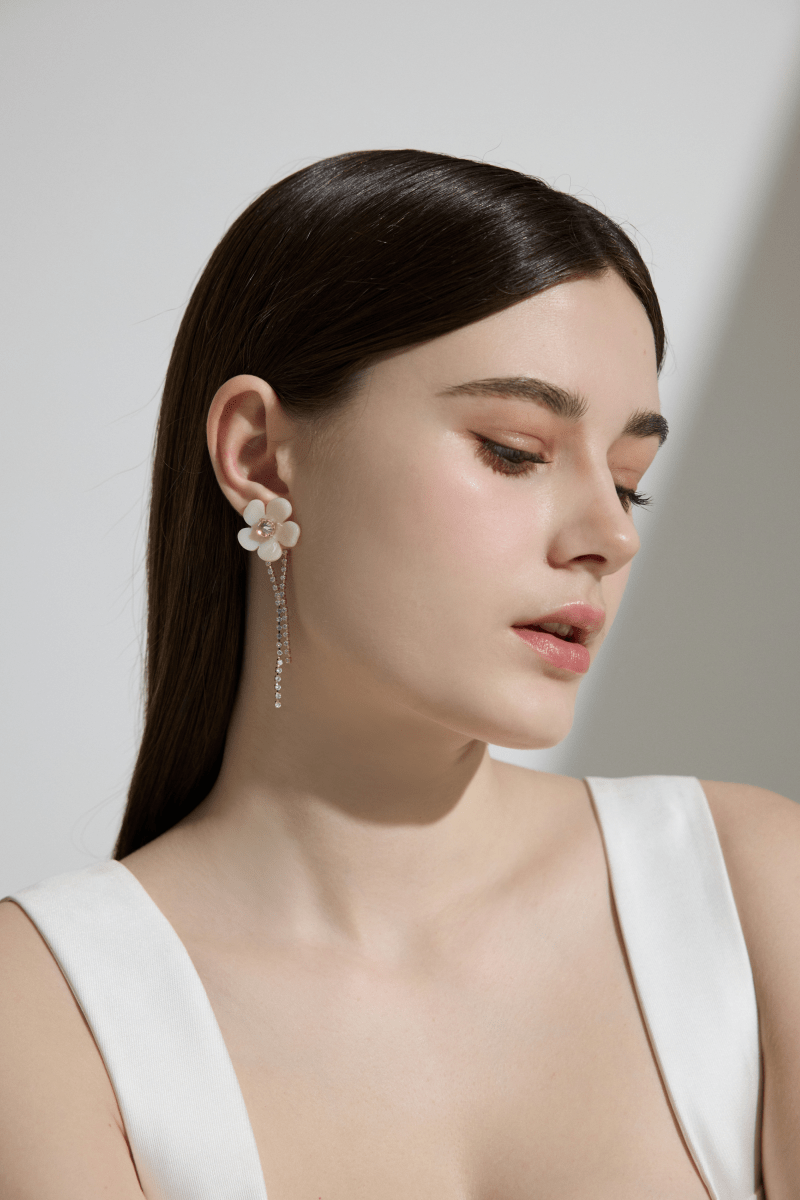 Crystal Tassels Floral Drop Earrings