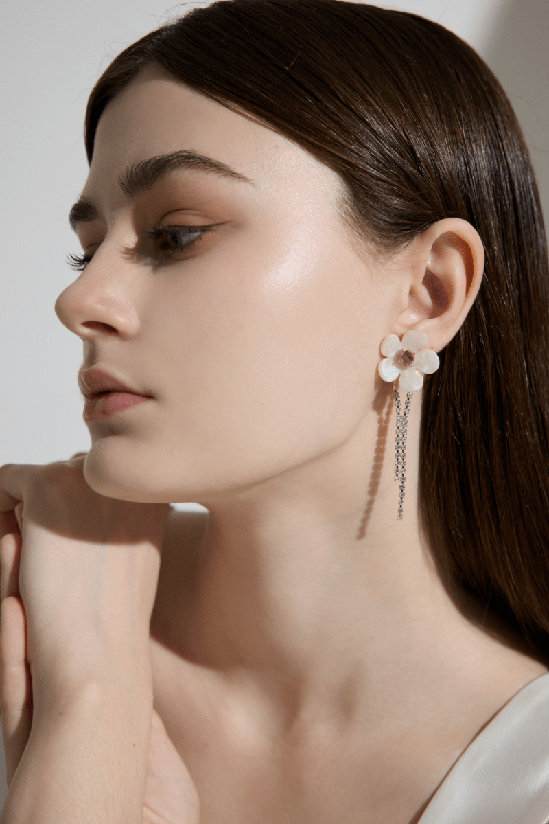 Crystal Tassels Floral Drop Earrings