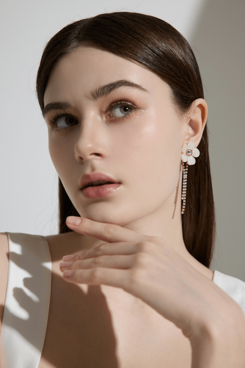 Crystal Tassels Floral Drop Earrings