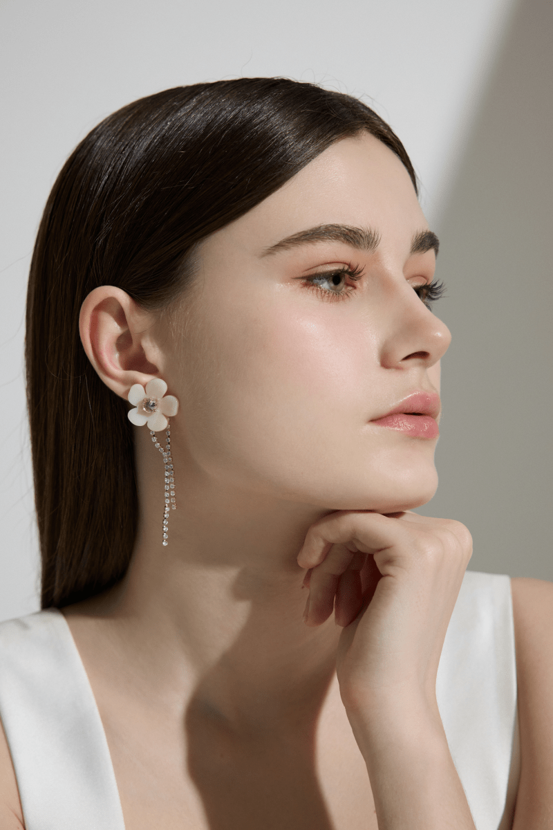 Crystal Tassels Floral Drop Earrings