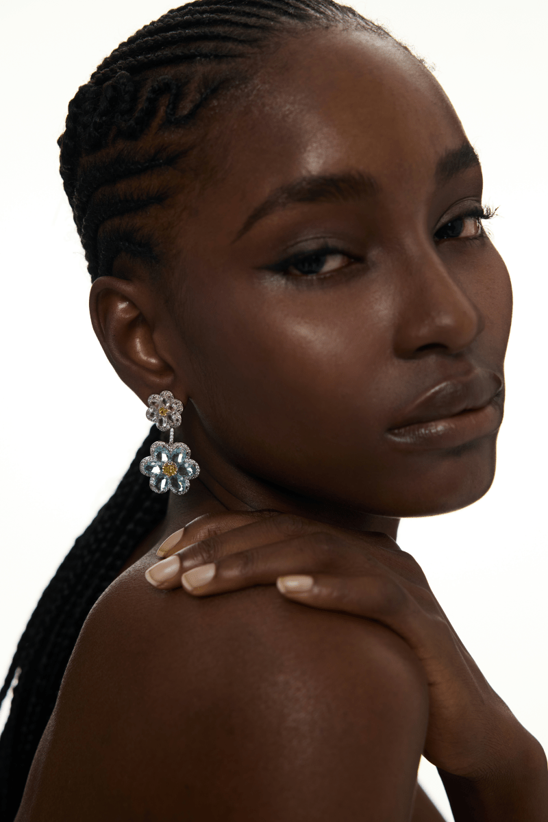 Double Flower Drop Earrings