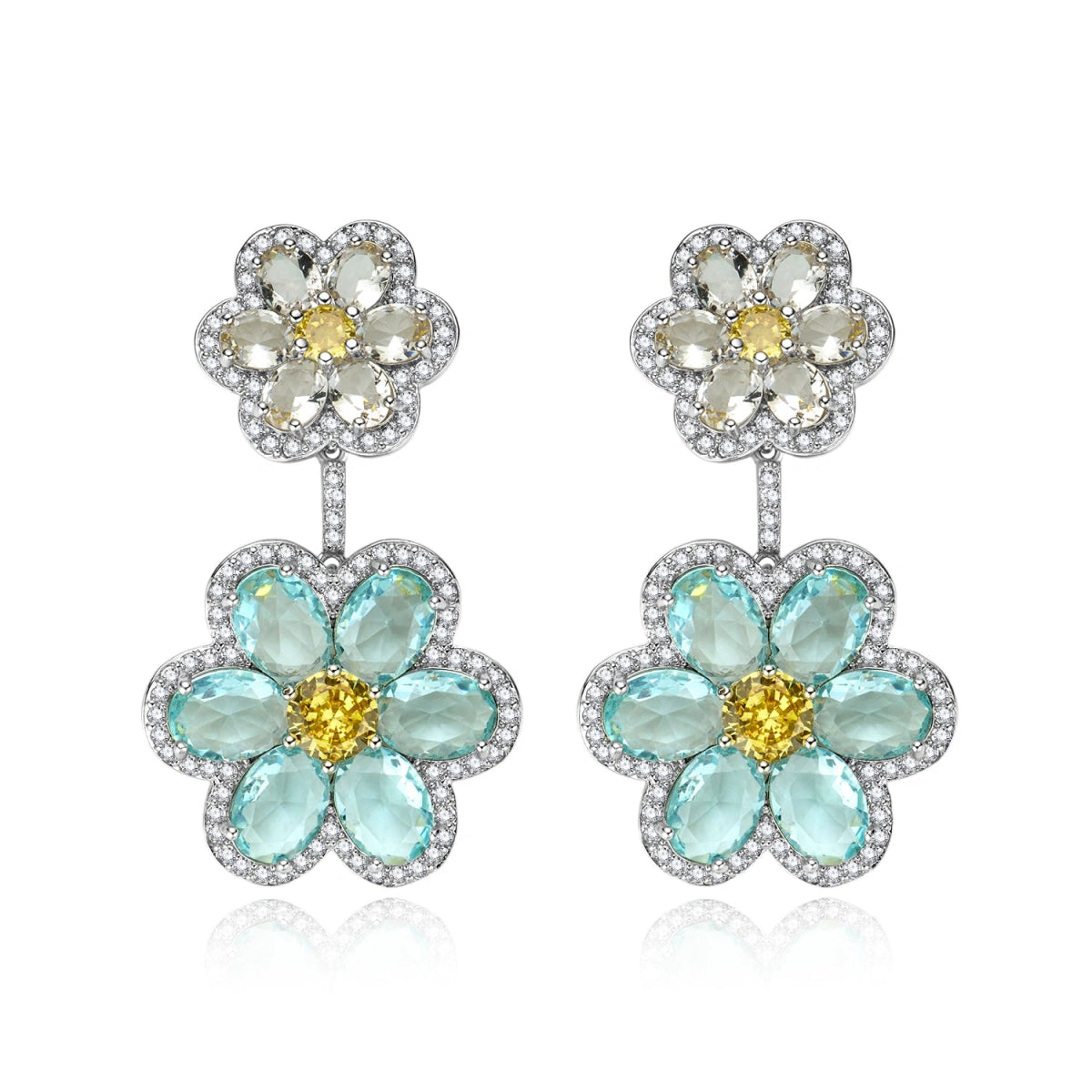 Double Flower Drop Earrings