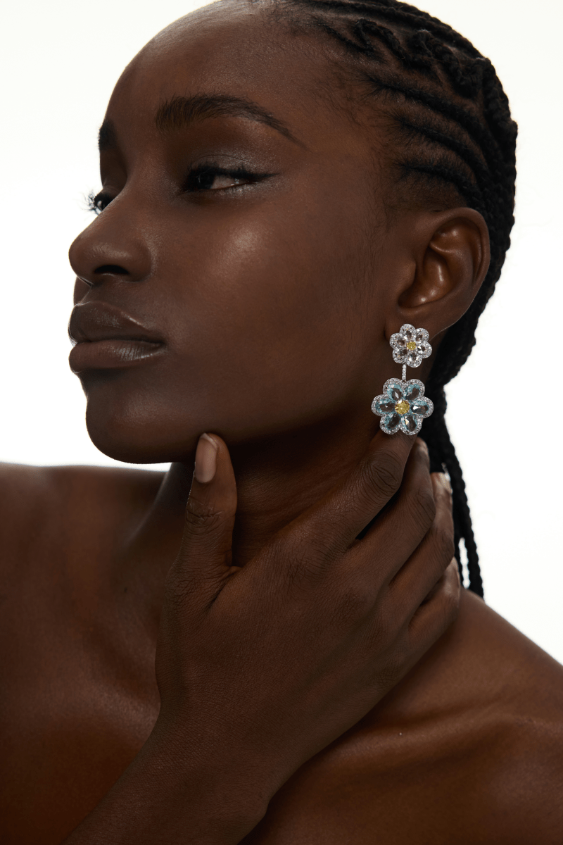 Double Flower Drop Earrings