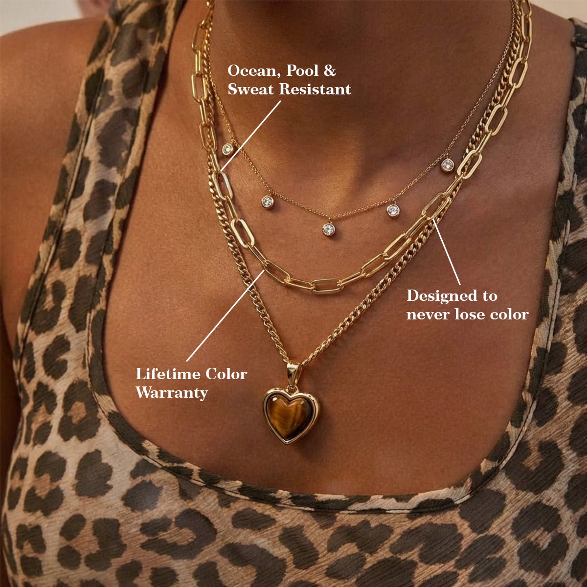 Double Layer Gold Heart Necklace Sets
