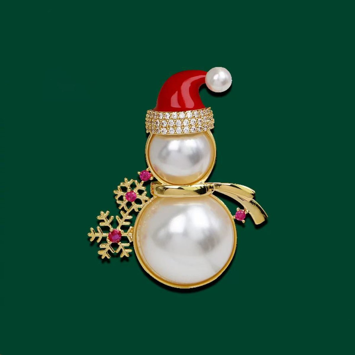 Festive Pearl Snowman Brooch