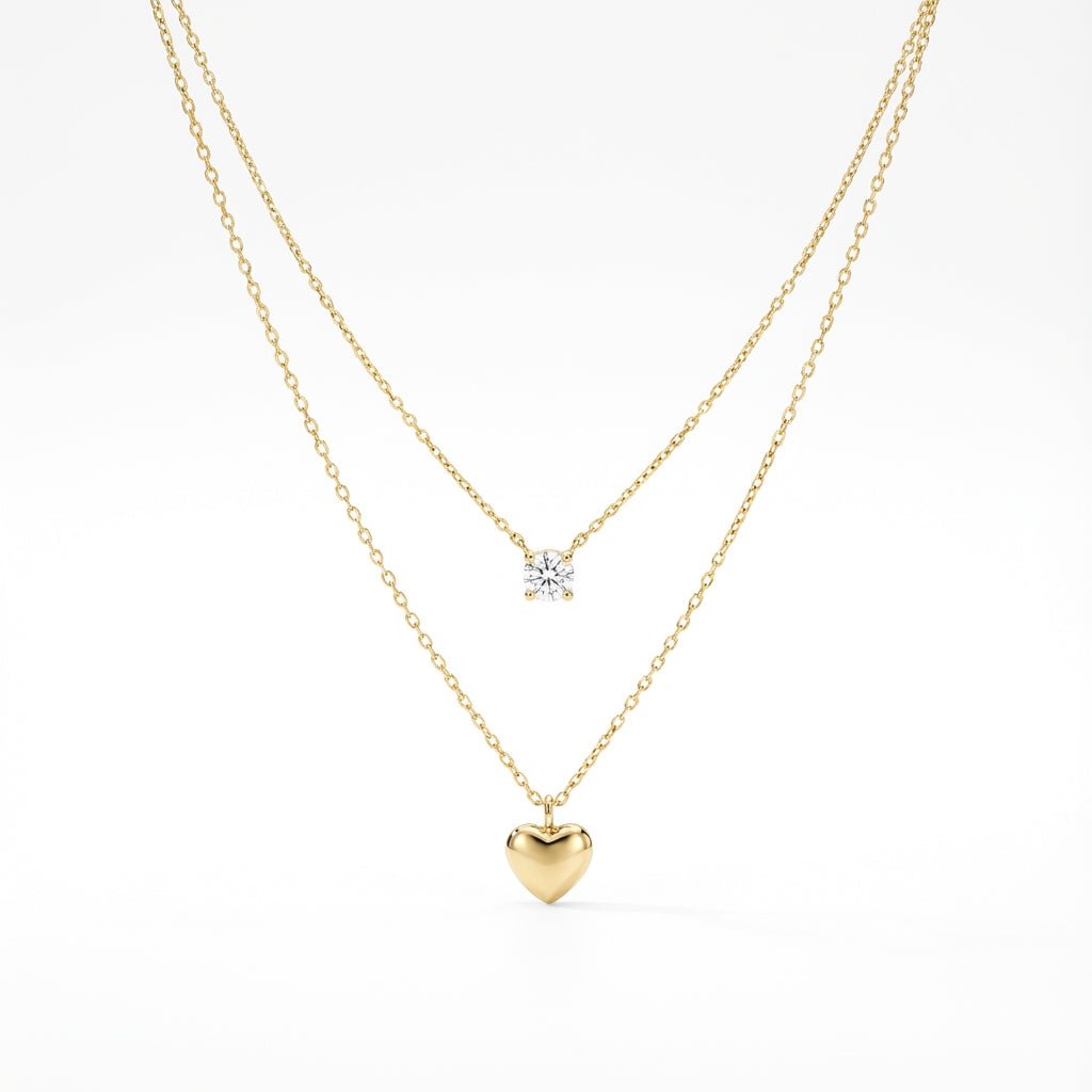 Gold Heart Necklace Layered Sets