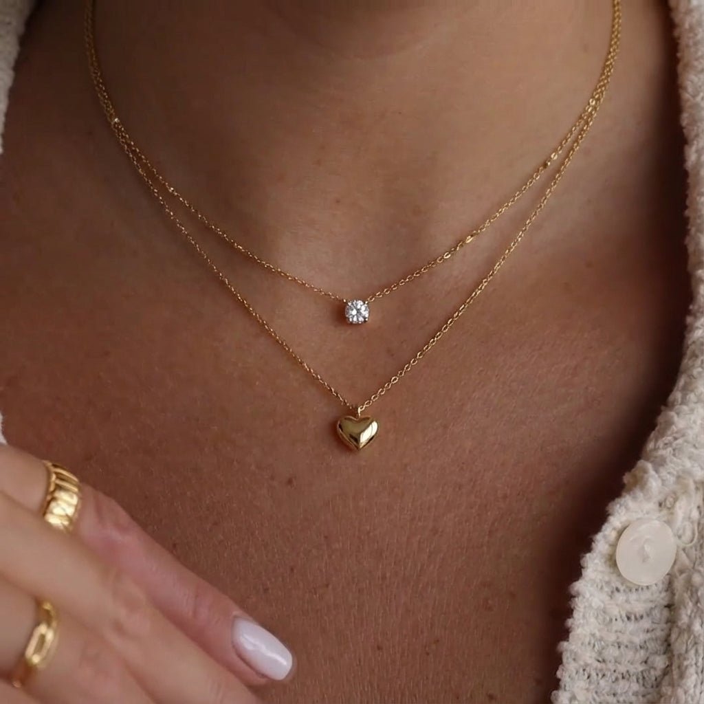 Gold Heart Necklace Layered Sets