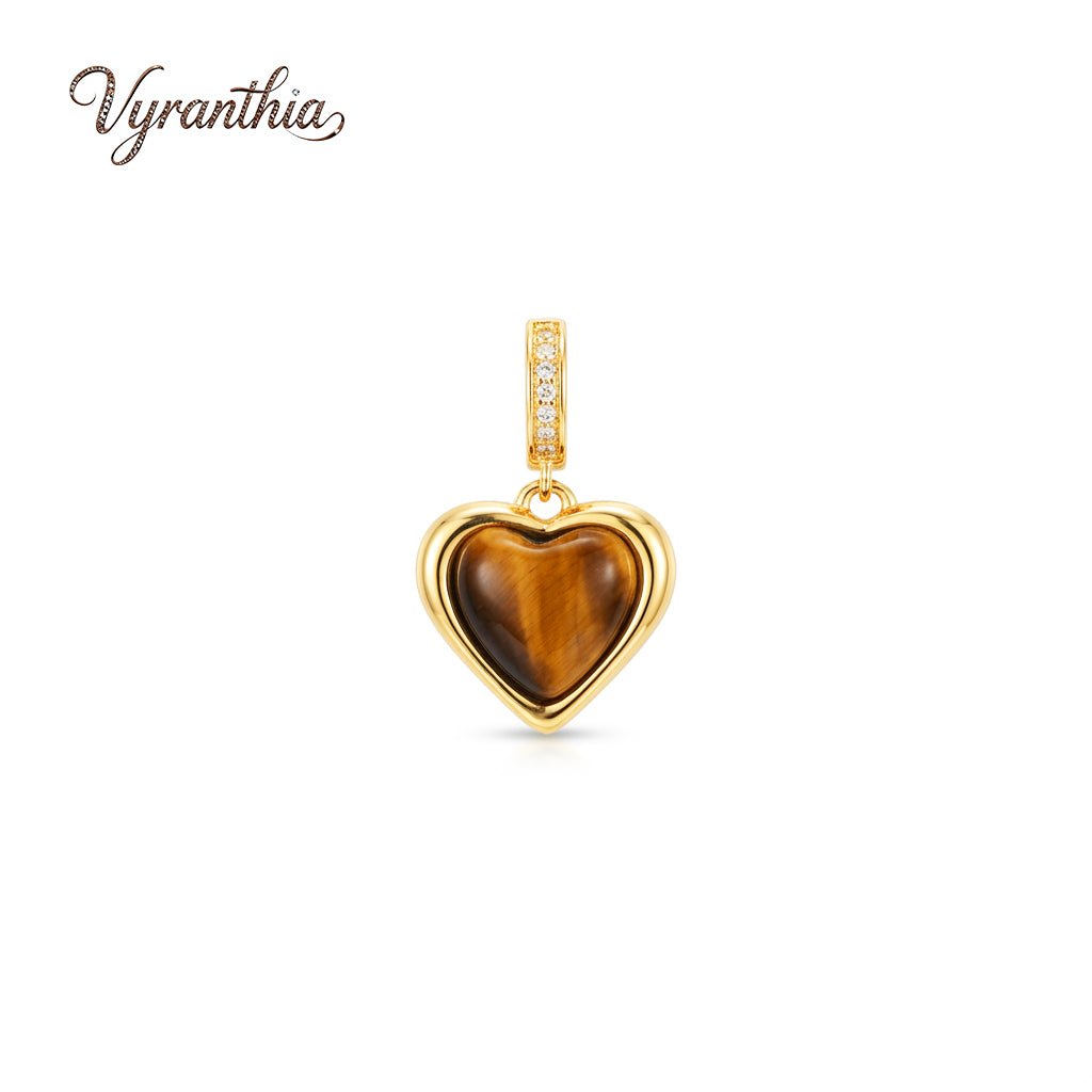 Gold Heart-Shaped Tiger’s Eye Pendant