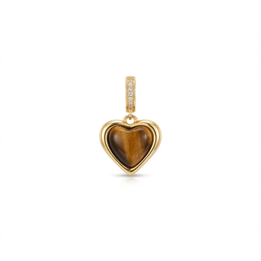 Gold Heart-Shaped Tiger’s Eye Pendant