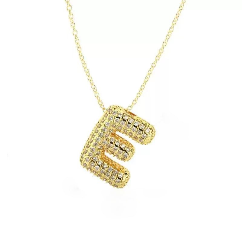 Gold Iced Initial Pendant Necklace for Women