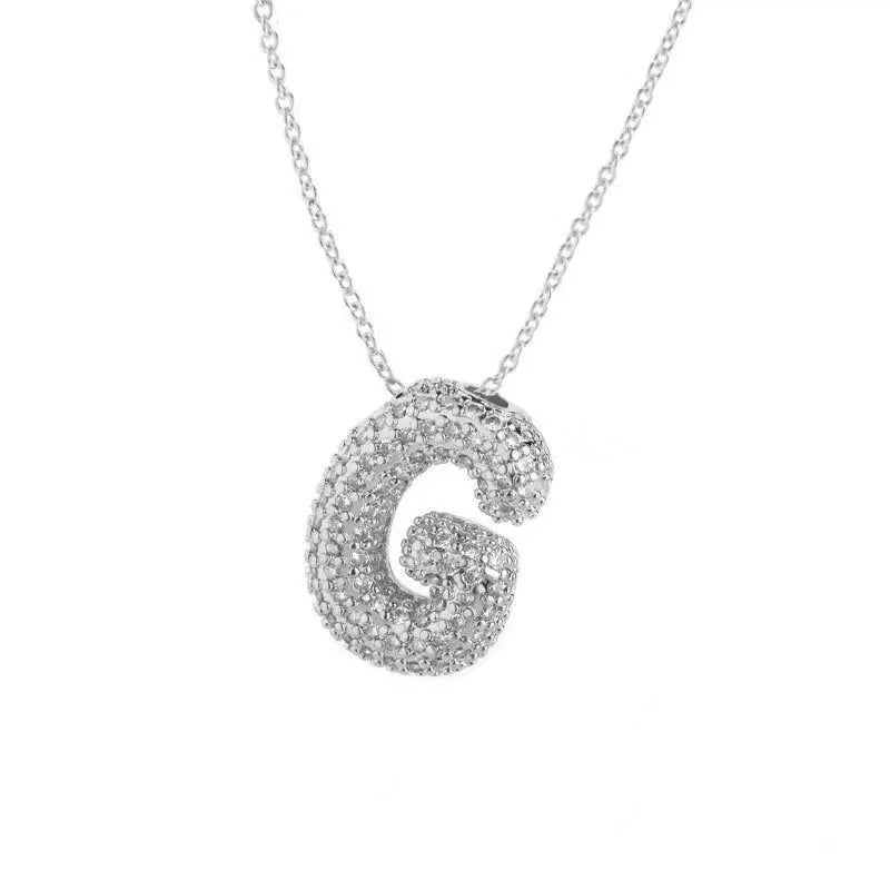 Gold Iced Initial Pendant Necklace for Women