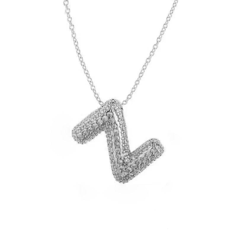 Gold Iced Initial Pendant Necklace for Women